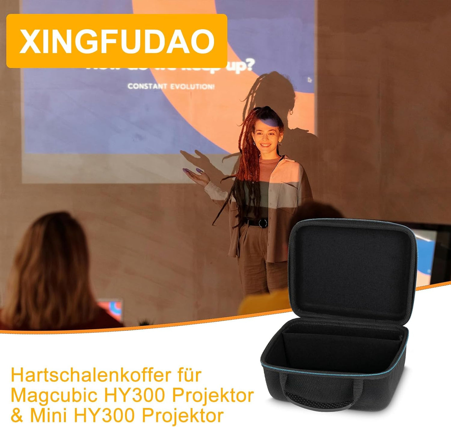 XINGFUDAO HY300 Projector Carrying Case Compatible with Projector/Other Mini Projector, Hard Protective Shell for Small