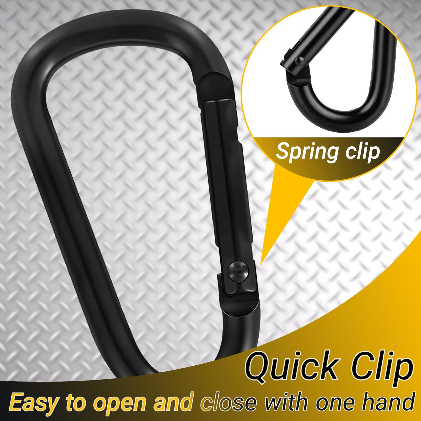 2.36" Inch Heavy Duty Aluminum D Carabiner Clips & Key Rings, 50 Pcs Black Corrosion Resistant Keychain for Keys, Outdoor Sports, Hiking, Camping, Fishing & Hanging Gear