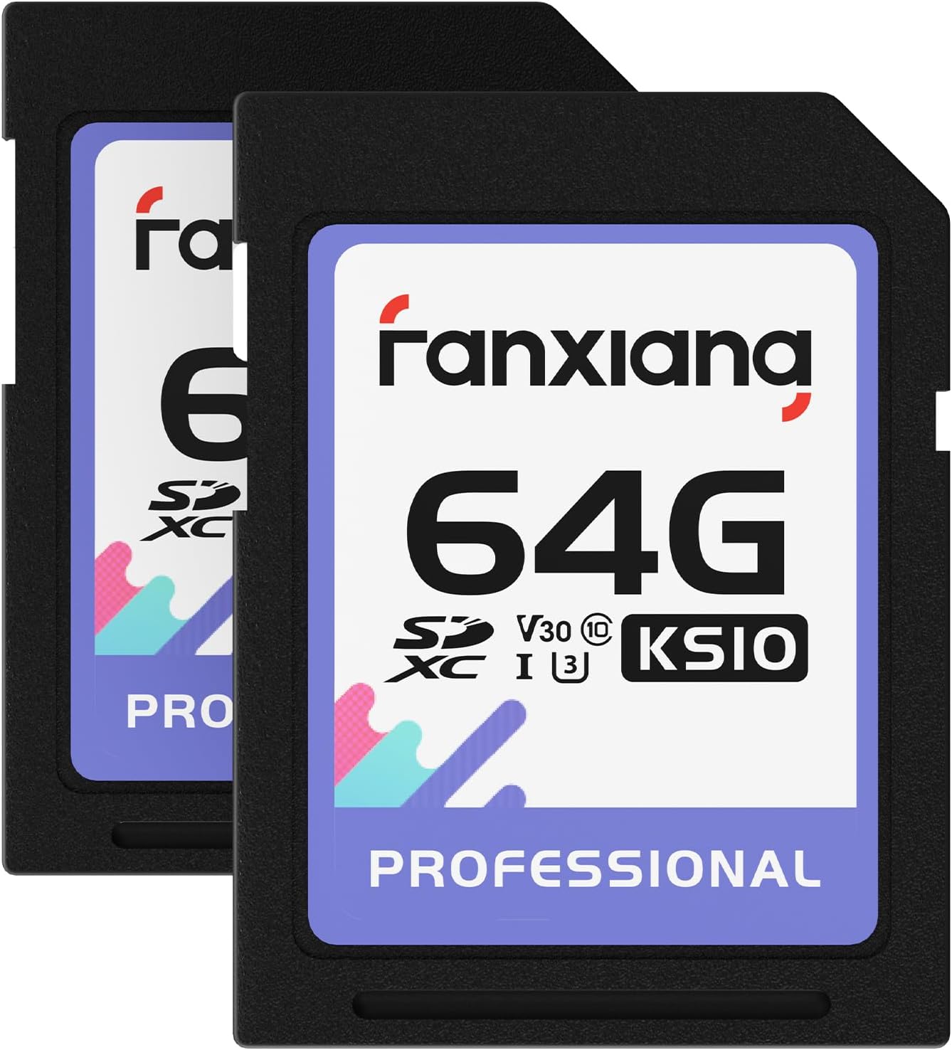 fanxiang 64GB C10, U3, V30, 4K 100/45 (2-Pack) SDXC Memory Card SD Card, UHS-I, Full-HD & Video, Up to MB/s Read/Write