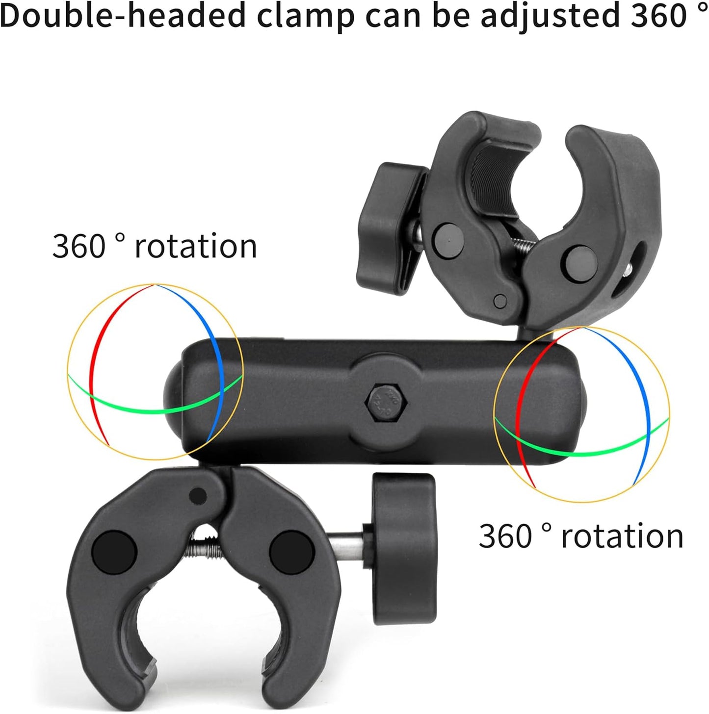 SOONSUN 360 Double Super Clamp Camera Mount, Umbrella Clamp for Chair, Desk, Stroller, Wagons, Tripod, Pole, Light