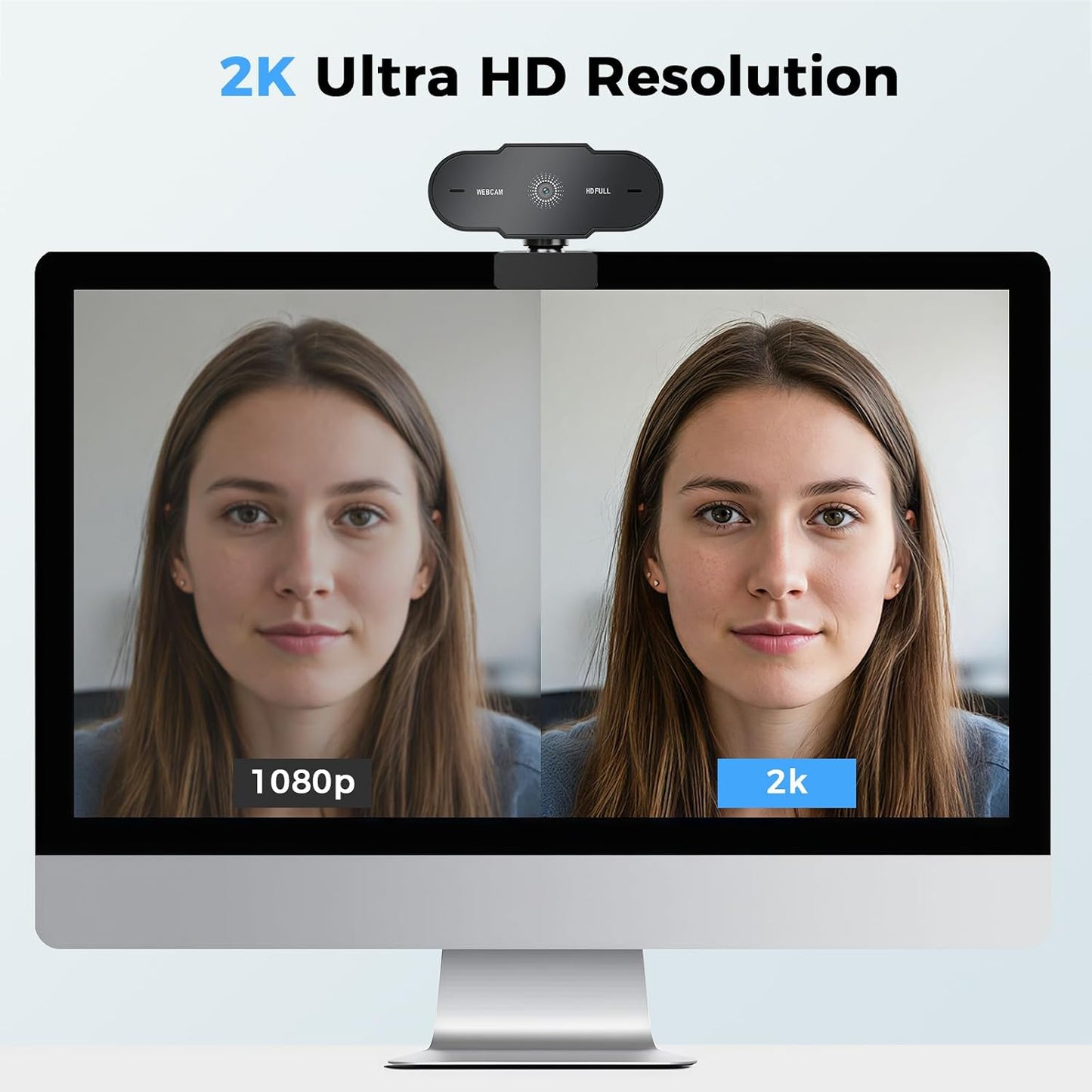 cbeyook 1080P 360 Full HD Webcam with Microphone, Auto Light Correction, Rotatable, Plug & Play, Compatible