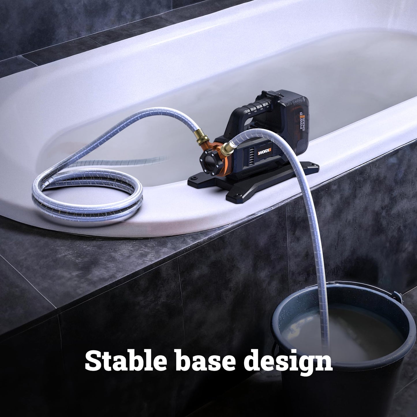WORX Transfer Pump, 20V 5.75 GPM Water Transfer Pump, Transfers up to 200 Gallons per charge, Up to 32.8' Head Height and 6' Lift Height, Includes 20V 4.0 Ah Battery and Charger, PowerShare