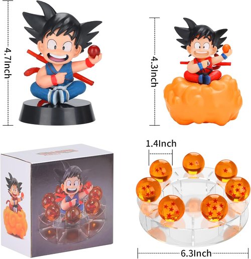 Lenporl DBZ Dragon Ball Action Figure - Goku with Crystal Stars & Transparent Base | Gift Box Included