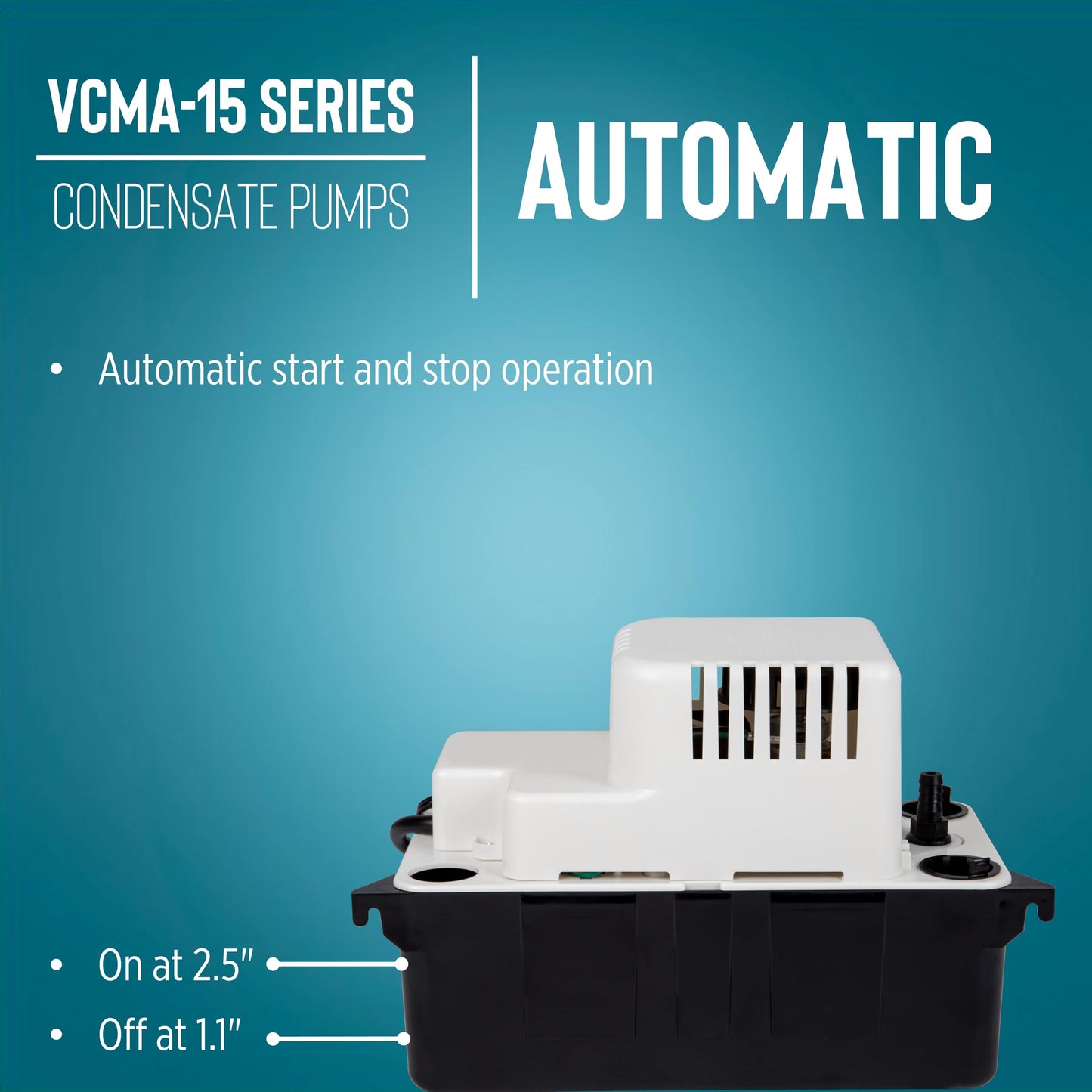Little Giant VCMA-15ULT 115 Volt, 65 GPH, 1/50 HP Automatic Condensate Removal Pump with Tubing (no safety switch), Black/White, 554411