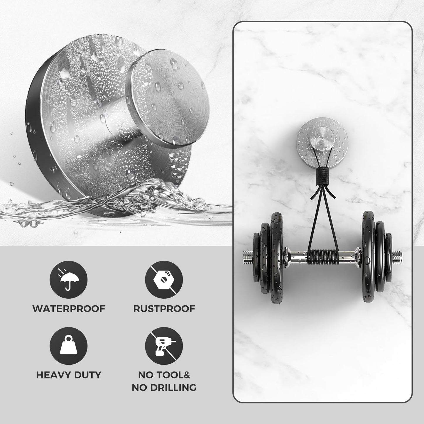 WingWider Shower Hooks for Inside Shower,Suction Cup Hooks for Glass Window,Removable Towel Hooks for Bathrooms,2 Packs(Silver)