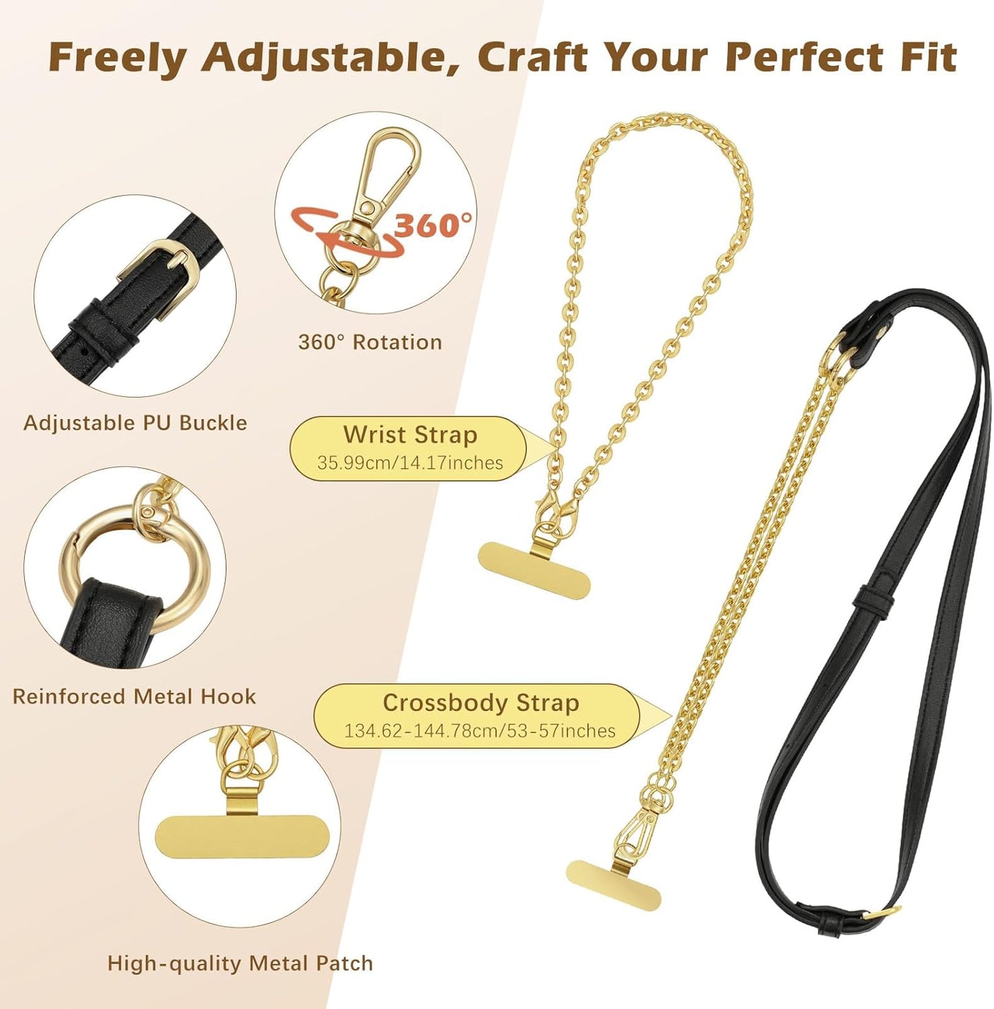2Metal 17, MoKo Universal Phone Crossbody Lanyard Phone Chain, Anti-Theft Adjustable Cellphone Cross Body Neck Strap