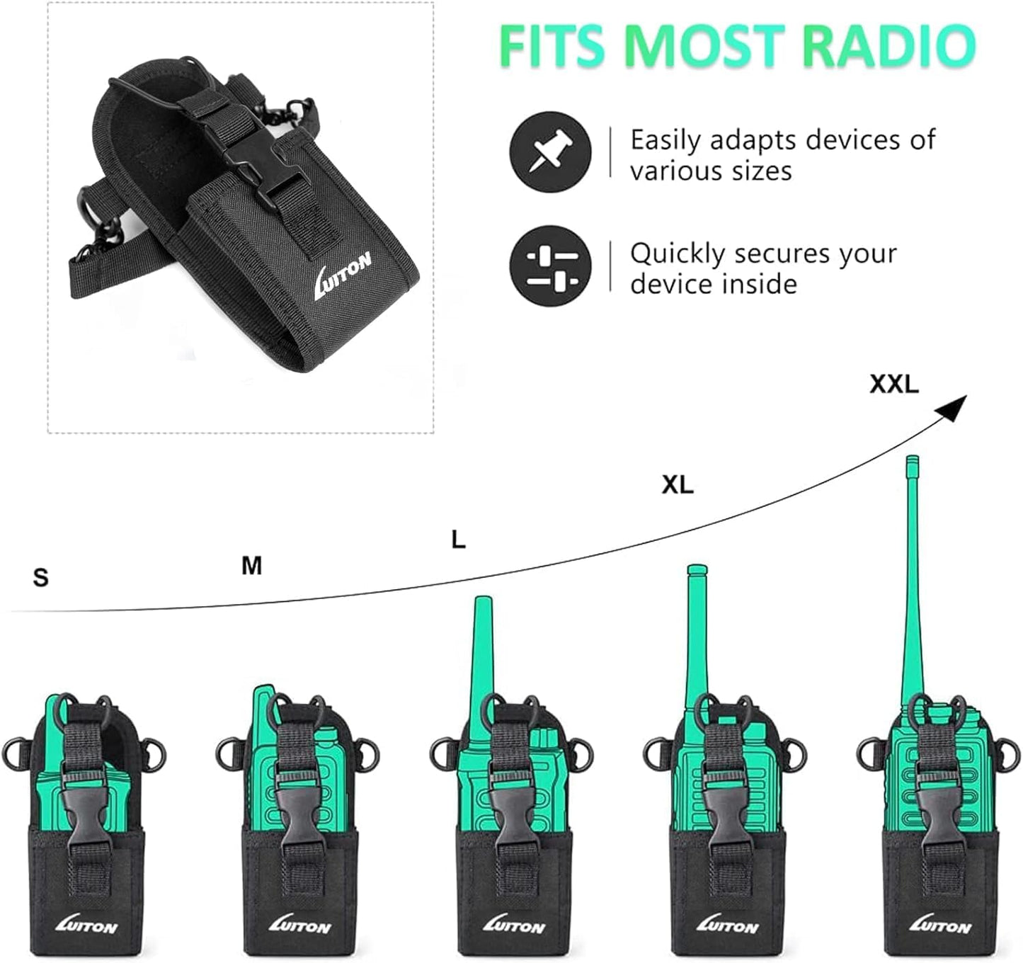 Set Radio Holster for Firefighter EMS EMT Bundle Includes Anti-Sway Strap for Radio Strap, Moveable Mic Holder,Radio