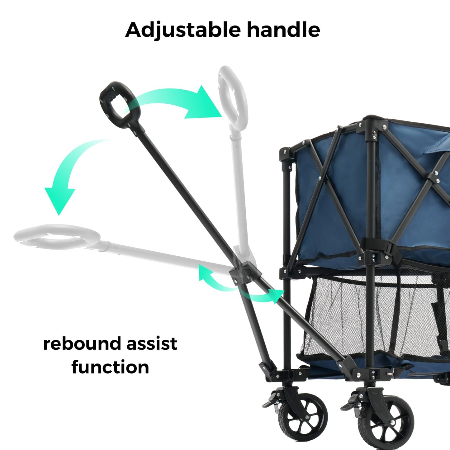 SUNNYFEEL Lightweight 47''L Double Decker Wagon for Sport, 270L Collapsible Wagon Cart,331lbs Collapsible Outdoor Utility Wagon Cart for Shopping Garden Camping,Blue-Lightweight