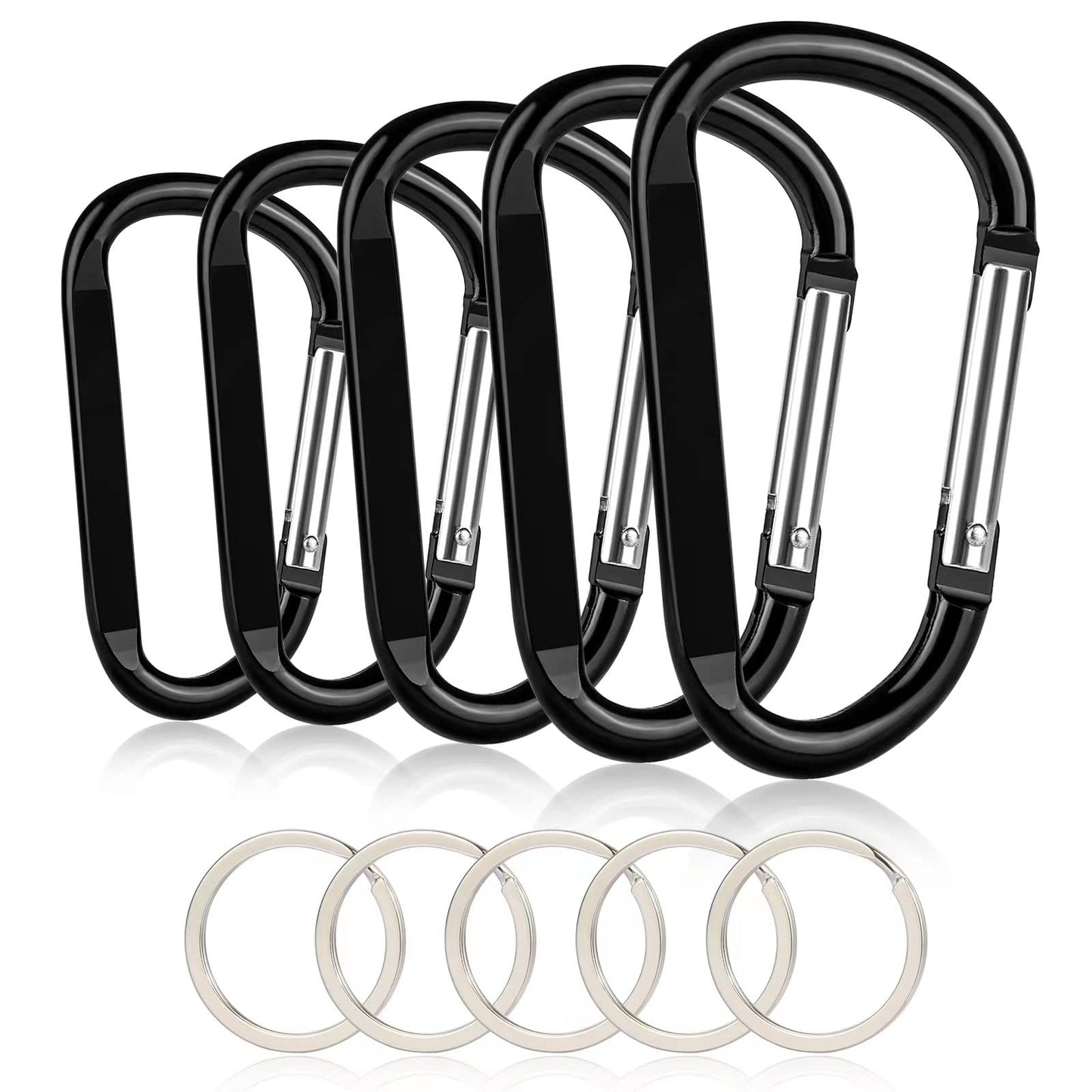 CampTek 10PCS Carabiner Caribeaner Clip,Extra Large 4" Aluminum Carabeaner Keychain Hook,Spring Snap Key Chain Clip (10D)