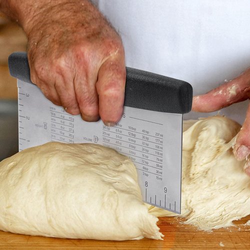 HULISEN Large Bench Scraper - 10-Inch Stainless Steel Dough & Pastry Cutter with Measuring Scale