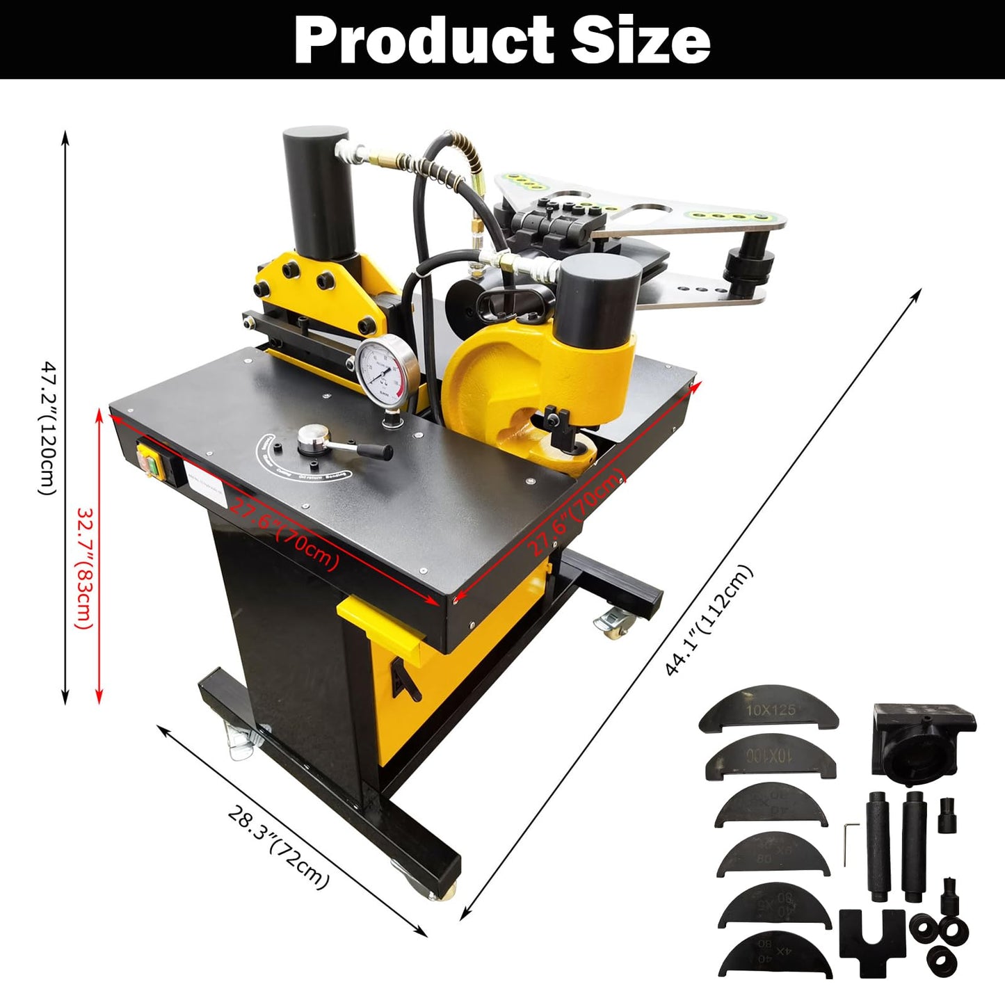 TECHTONGDA 5in1 Electro-Hydraulic Busbar Processor Busbar Bender Cutter Puncher Crimper Embossing Machine Heavy-duty Busbar Processing Machine 110V 750W