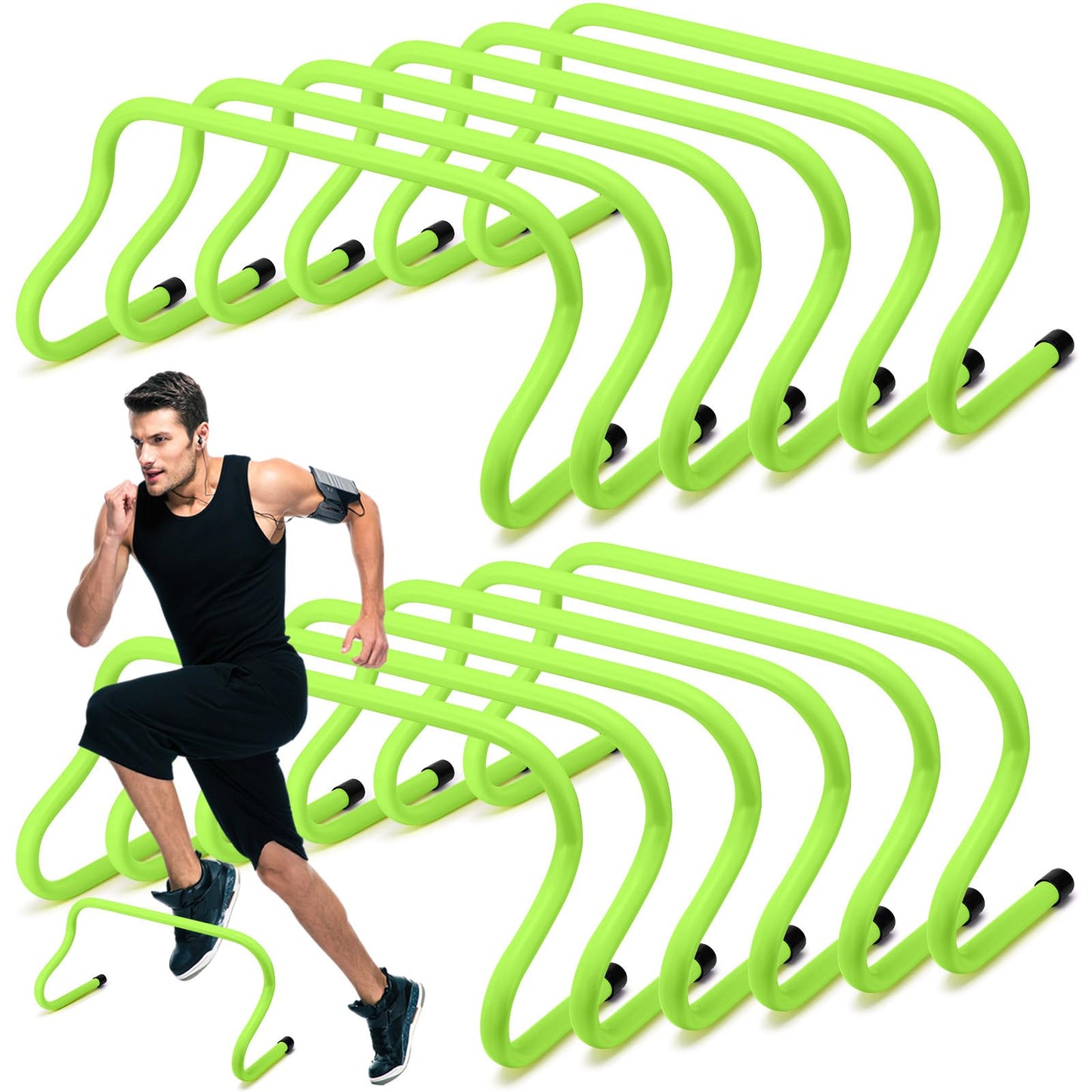 Wettarn 12 Pcs 9 Speed Training Agility Hurdles for Athletes Reliable Training Hurdle Plyometric All Purpose Practice Equipment for Soccer Basketball Football(Green)