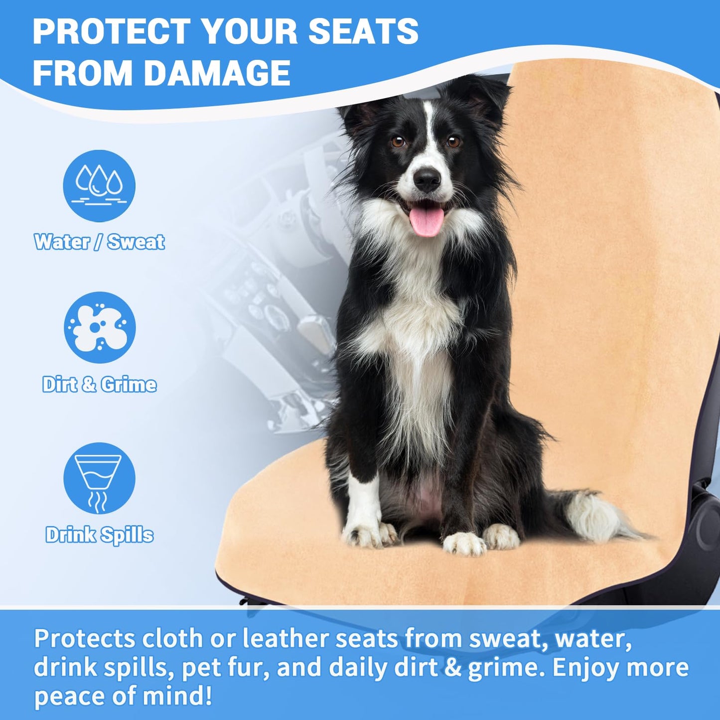 LBIHHNQ Waterproof Car Seat Towel Cover - Sweat-Proof & Durable Machine Washable for Athletes, Gym Workouts - Fits Various Vehicles - Car Seat Towel Cover After Gym (1Pcs,Beige)