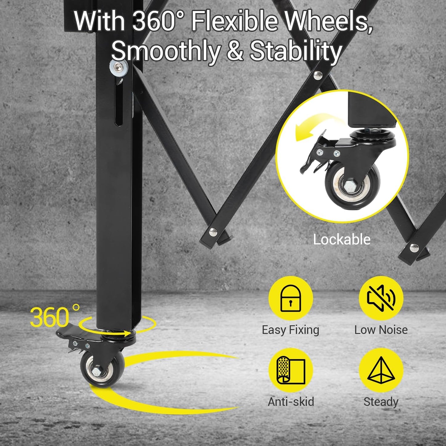 Double Expandable Gate, 64"H x 122"W Folding Security Door Gate, 360° Rolling Barricade Gate, Heavy-Duty Steel Outdoor Retractable Lockable Scissor Gates for Courtyards, Garages, Gardens, Pool