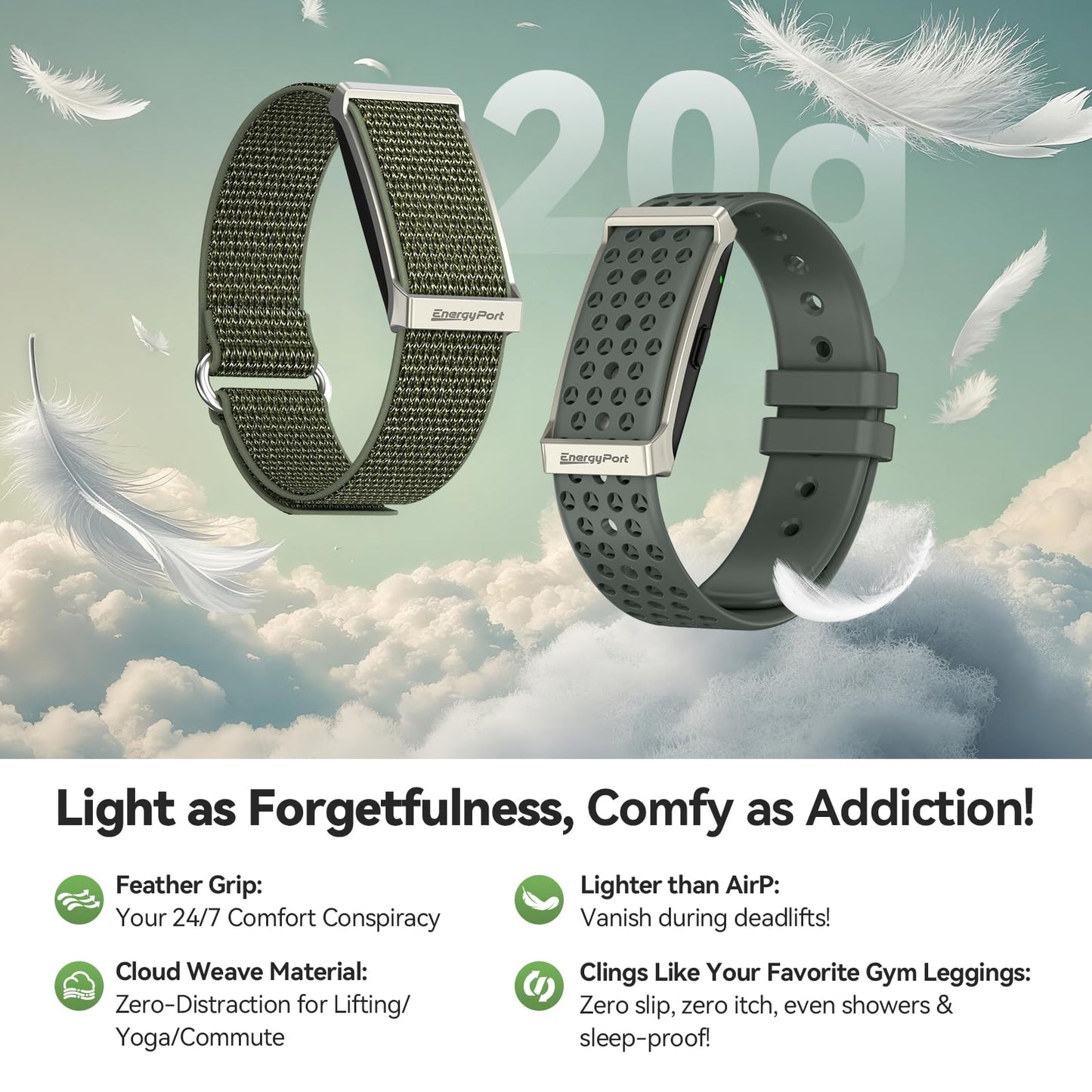 EnergyPort Fitness Tracker,Wearable Health Smart Bracelet Band with Blood Oxygen 170+ Sport Mode 60-Day Battery,Lifetime Membership,Activity Tracking Heart Rate Sleep Monitor for Android iOS,2 Bands