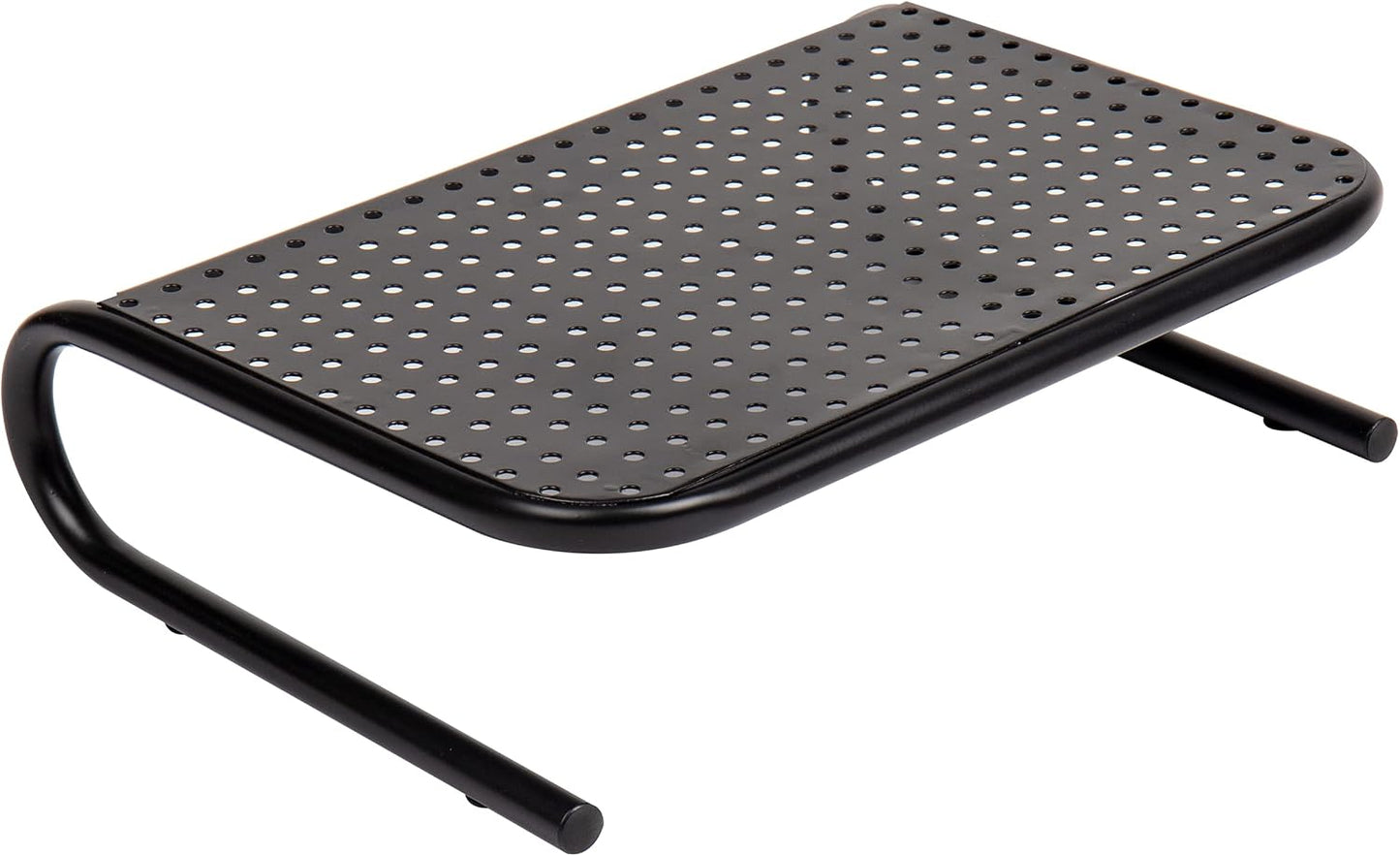 Set 2, Mind Reader Monitor Stand, Ventilated Laptop Riser, Desktop Organizer, Metal, of Black