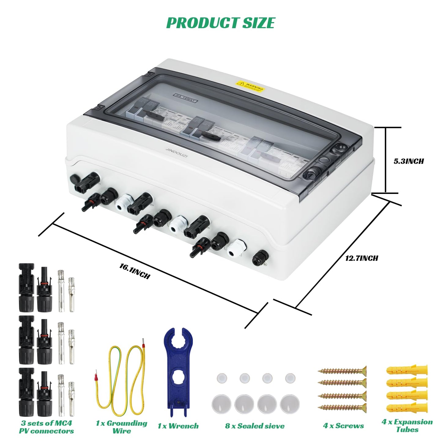3 in 3 Out Solar Combiner Box,PV Combiner Box with 20A PV Fuse,DC 20A Circuit Breaker and Surge Protector,IP65 Solar Disconnect Switch Box for Indoor Outdoor Solar Panel System (3 in 3 Out 20A 1000V)