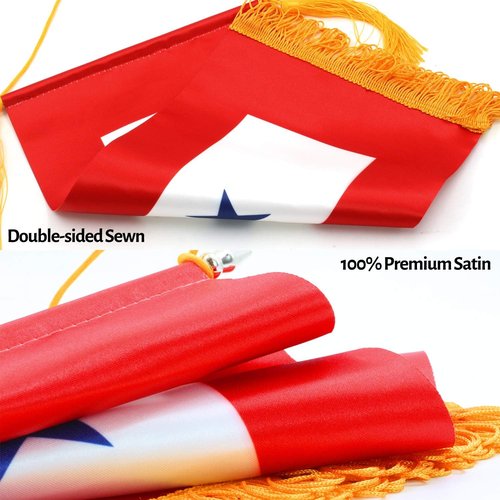 ANLEY Military Service Banner - American Family Member Blue Star Flag - 15" X 8" Fringed Design with Wooden Pole & Golden Tassels