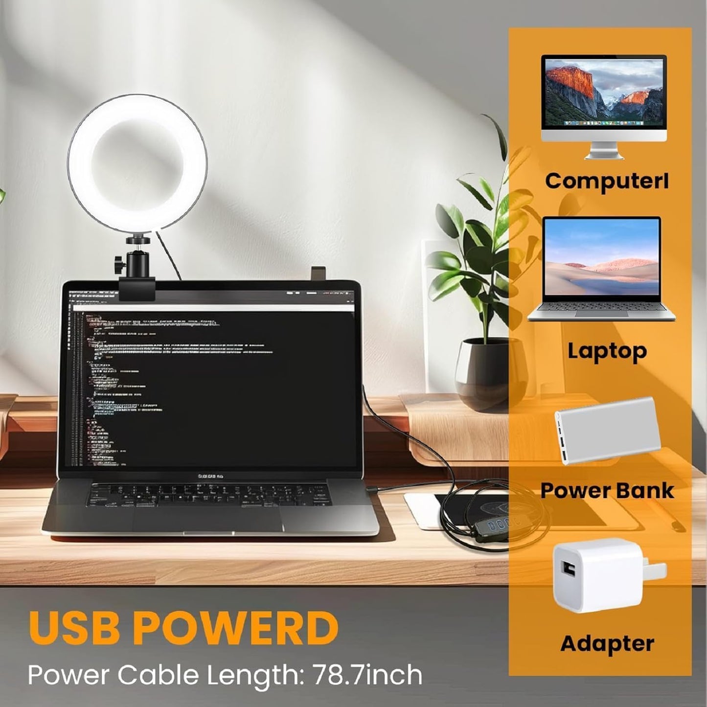 MACTREM 6" Dimmable Video Conference Lighting Kit, Ring Light Clip on Laptop Monitor, LED Circle Selfie Light for Zoom