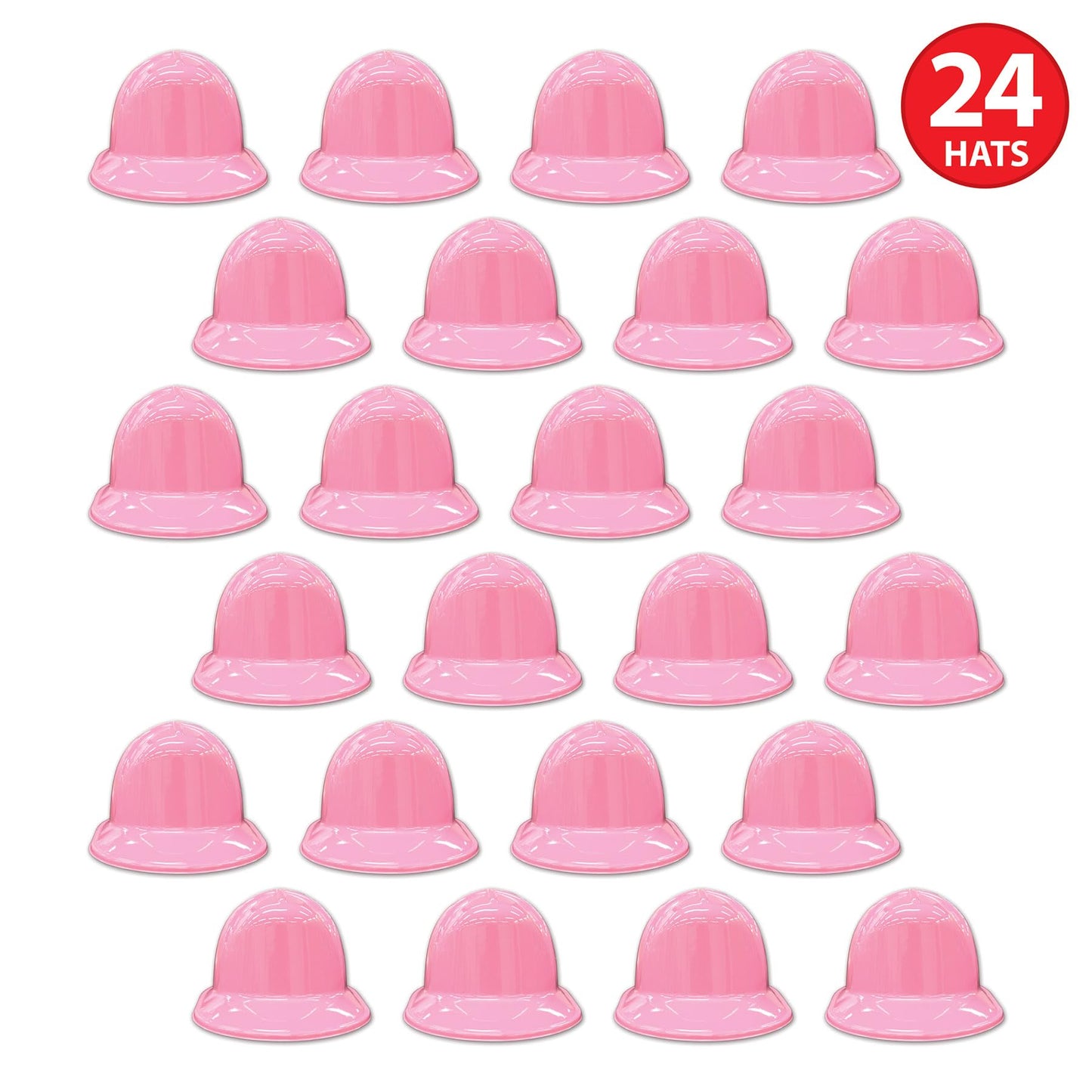 Pink Plastic Construction Helmets 24 Piece