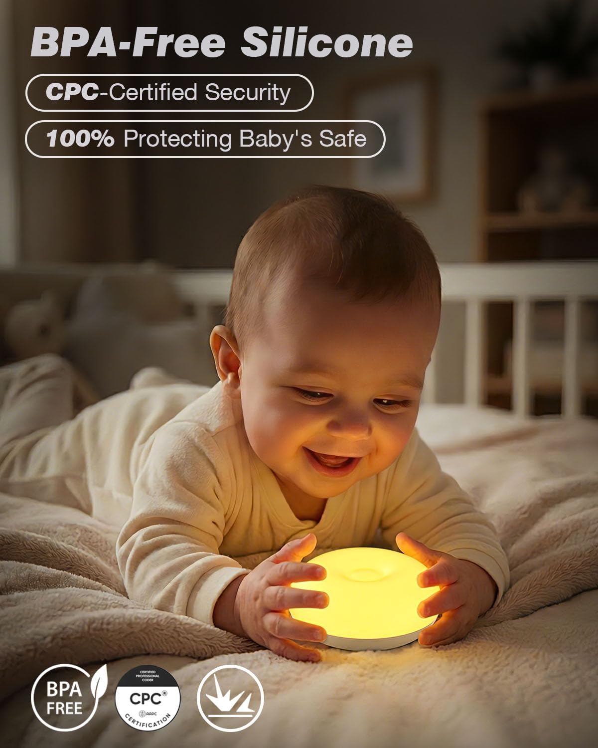 Skiennix Baby Night Light - Soft BPA-Free Egg Design with Dimming & Rechargeable Features | 3 Colors