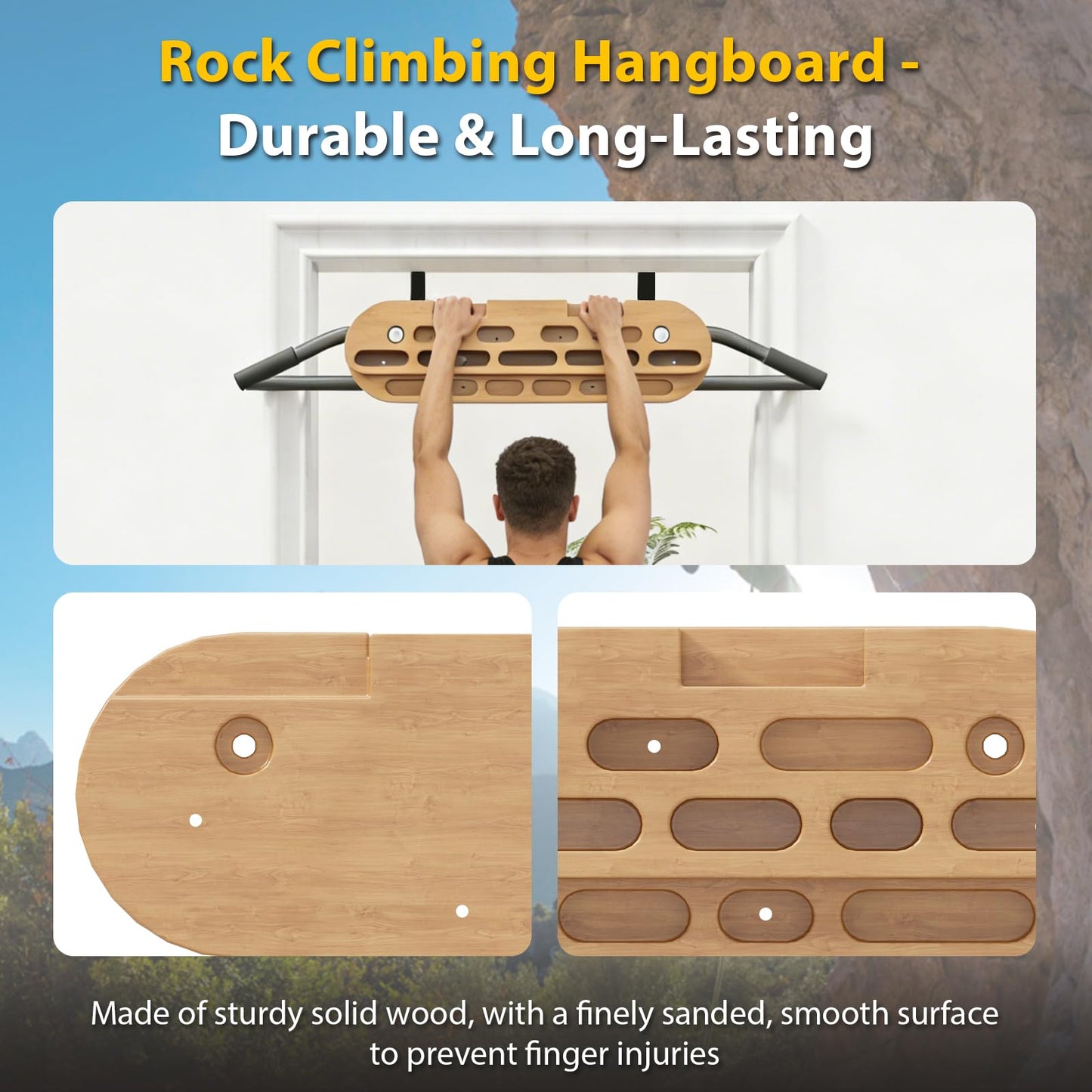 Katywixu 2 in 1 Hang Board Rock Climbing Hangboard with Door Way Pull Up Bar, Multifunctional, Fit for Rock Climbing Training & Pull-Ups, Including Jugs, Pinches, Pockets, Edges & Slopes
