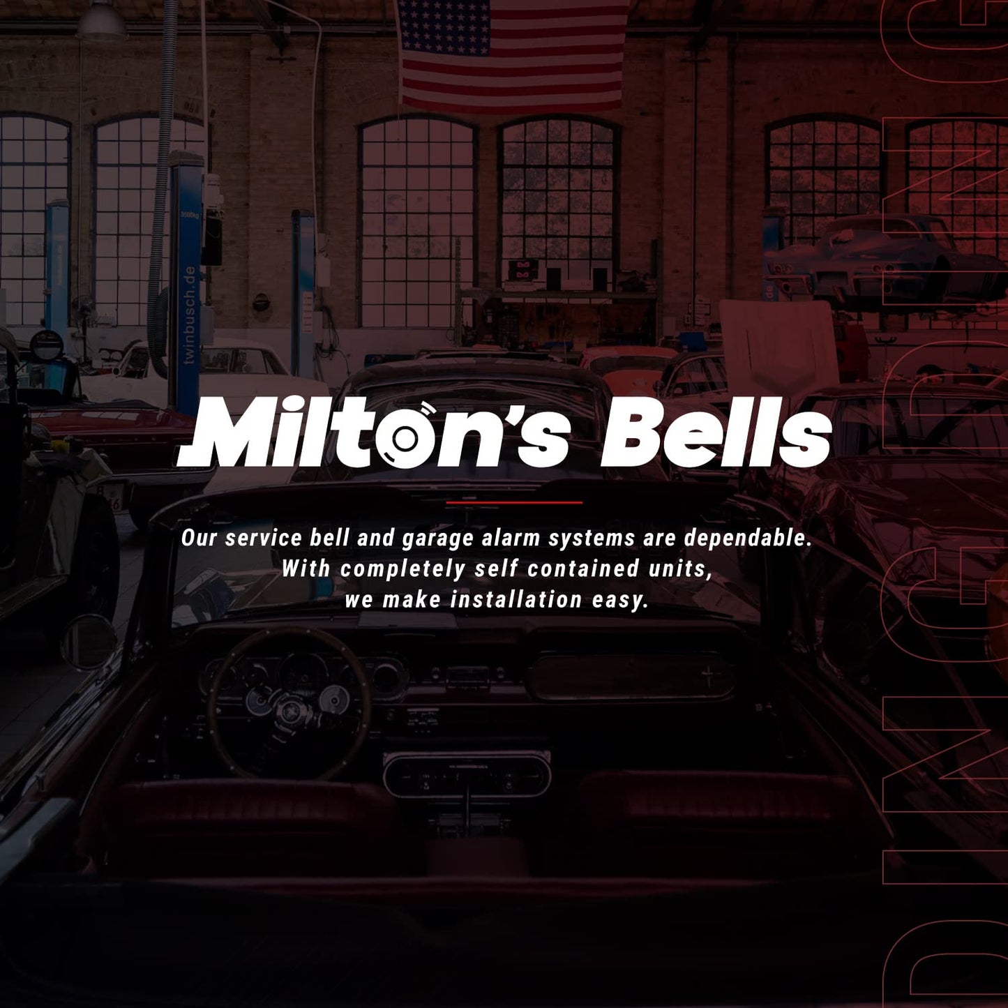 Milton’s Bells Warehouse Door Chime and Strobe Light Kit - Commercial grade wireless doorbell chime system, flashing strobe light - Ideal for noisy environments