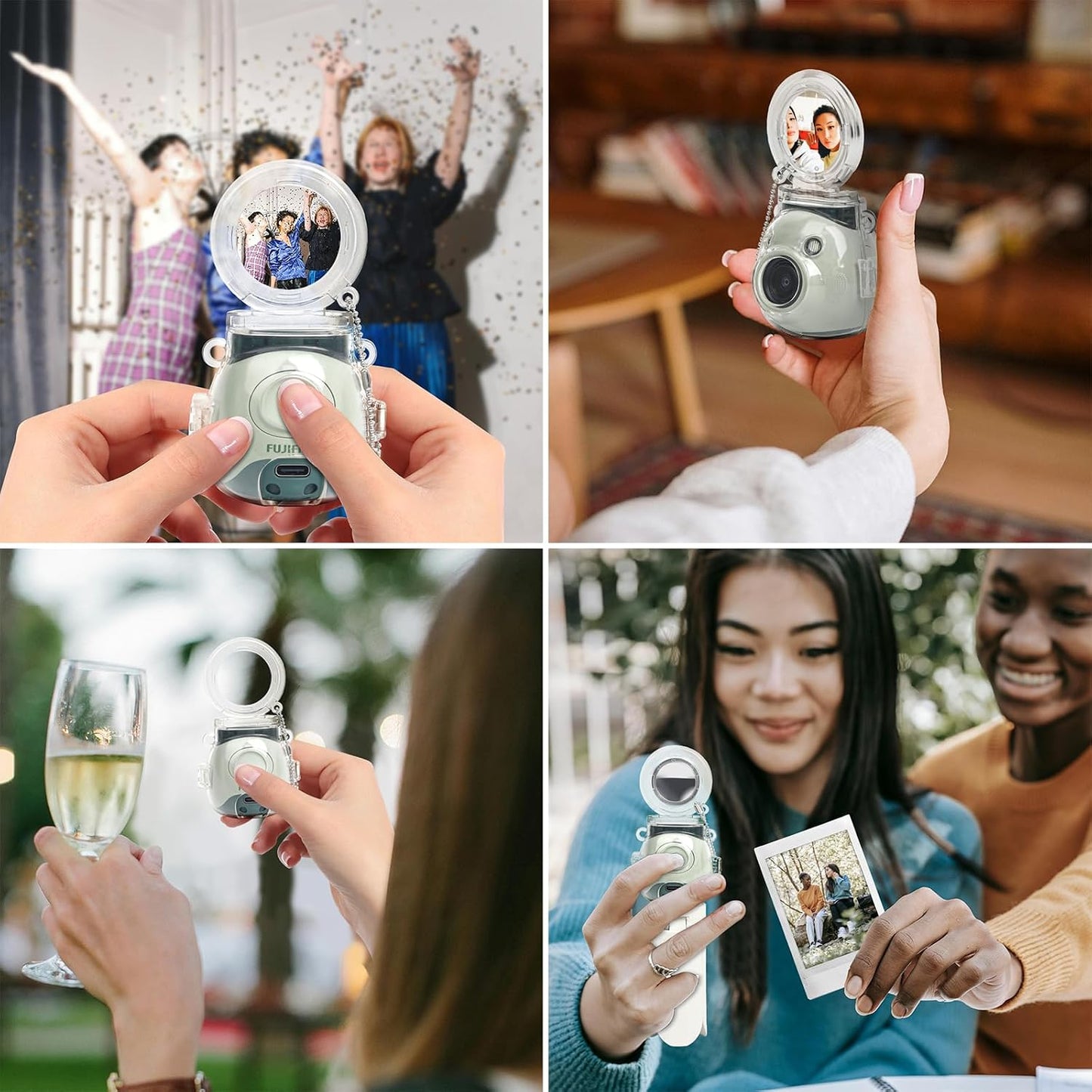 MUZIRI KINOKOO Fuji Mini Pal Camera Clear Case with Selfie Mirror - Hard PC Crystal Clear Protective Case for Instax