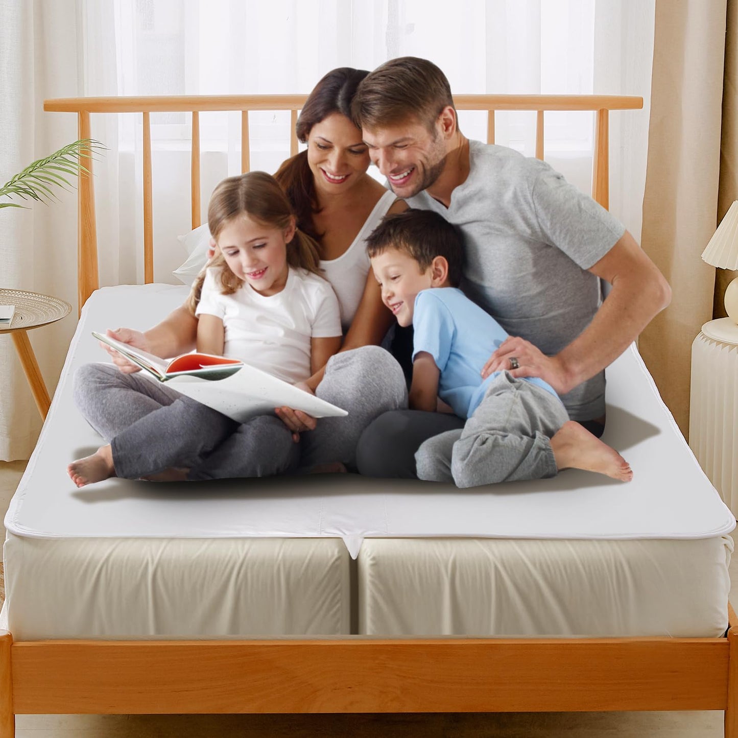 Nqdrax 3-in-1 Bed Bridge Twin to King with Fitted Sheet|Split King Gap Filler for Adjustable Bed| 78"x 75"|White (Patent Licensing)