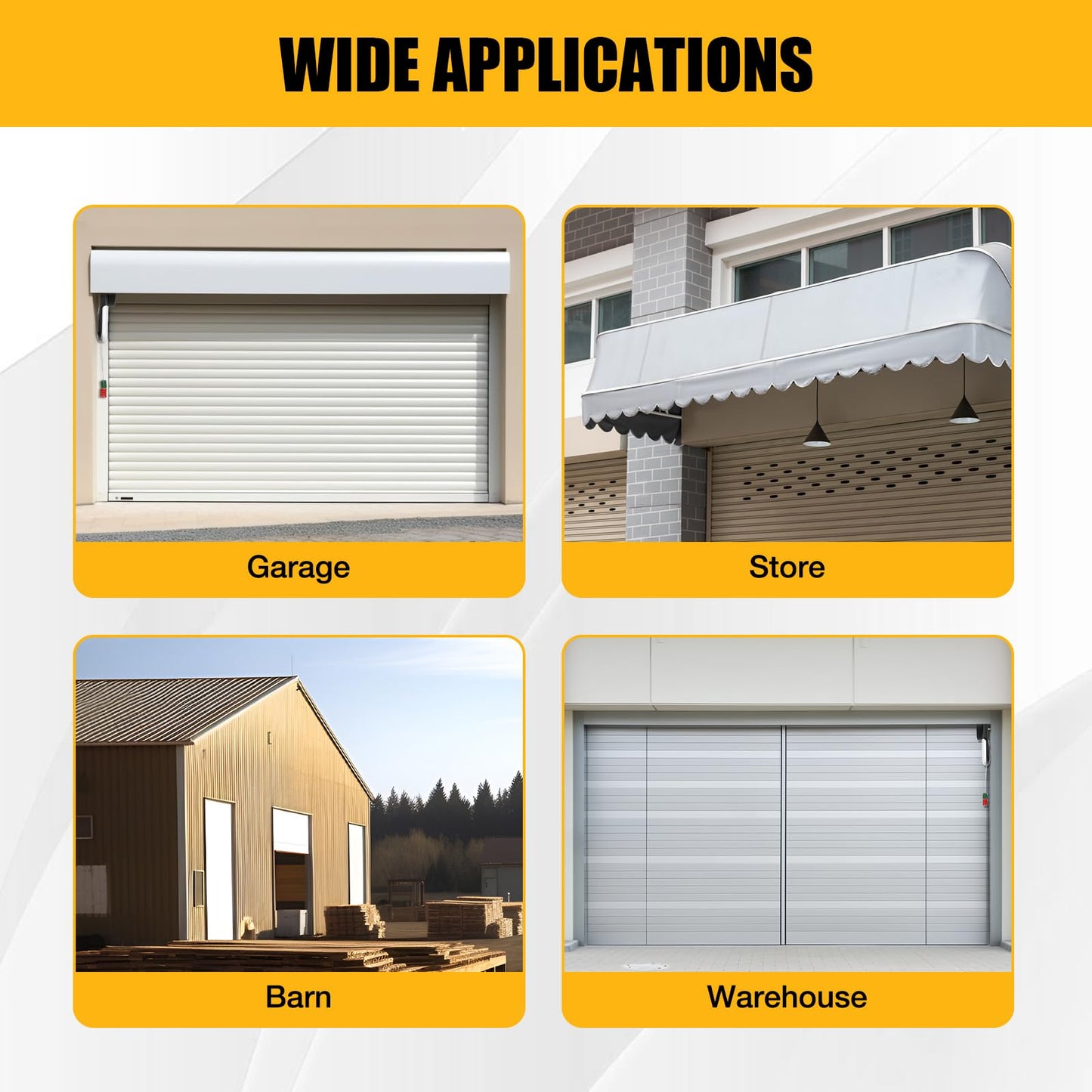 Fenjidrop Automatic Garage Roller Door Opener, Roll Up Door Opener, Smart Garage Door Openers 2 Remotes with LED Lift Force 800N Power 100W 164 Ft, 110V AC 100W