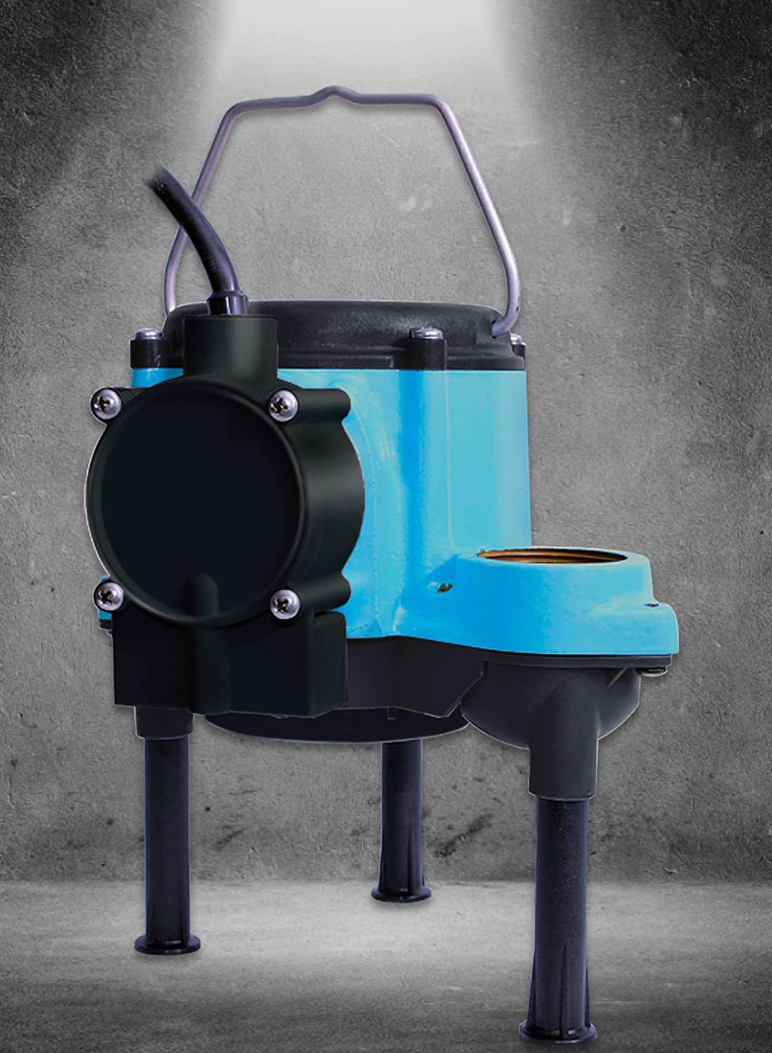 Little Giant 6-CIA 115 Volt, 1/3 HP 2760 GPH Cast Iron Submersible Sump Pump with Extended Leg Kit and Integral Diaphragm Switch, 10-Ft. Cord, Blue, 506162