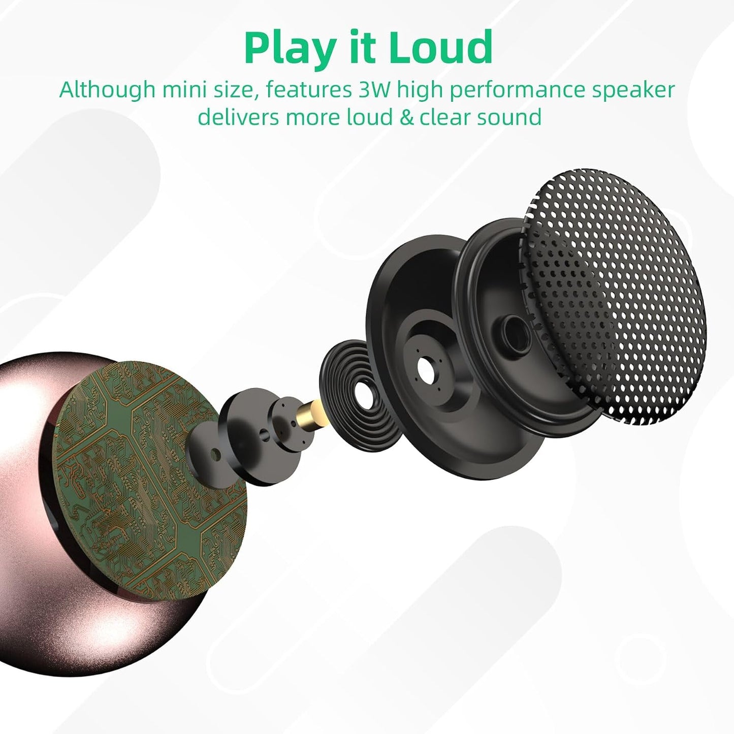 SEVENKA 2 3W Mini Speakers Bluetooth, Small Portable Wireless Speaker with Lanyard, Water Resistant, Wireless Stereo