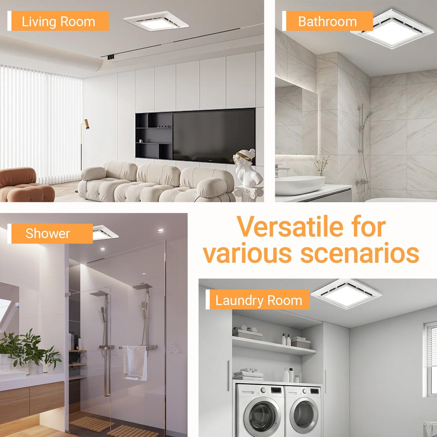 RLOZUI Bathroom Exhaust Fan with Light, 120 CFM Quiet Ventilation Fan with 6500K 1200LM LED Light, 1.0 Sones, 4" Duct, Mounting Opening 8.3"x8.3", Ceiling Mount Vent Fan for Bathroom Office Home