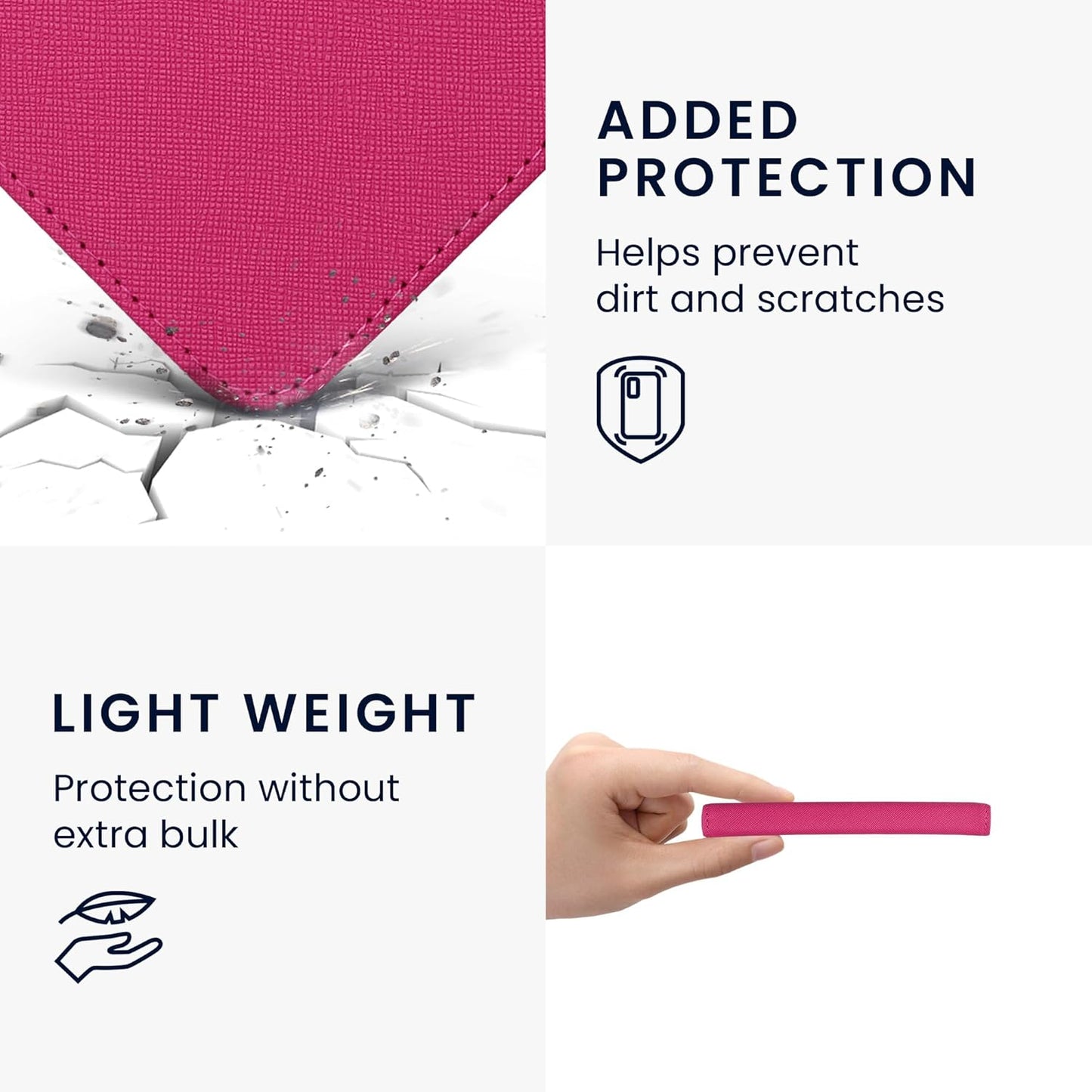 kwmobile Synthetic Leather Case for Kobo Clara - Neon Pink e-Reader Cover with Strap