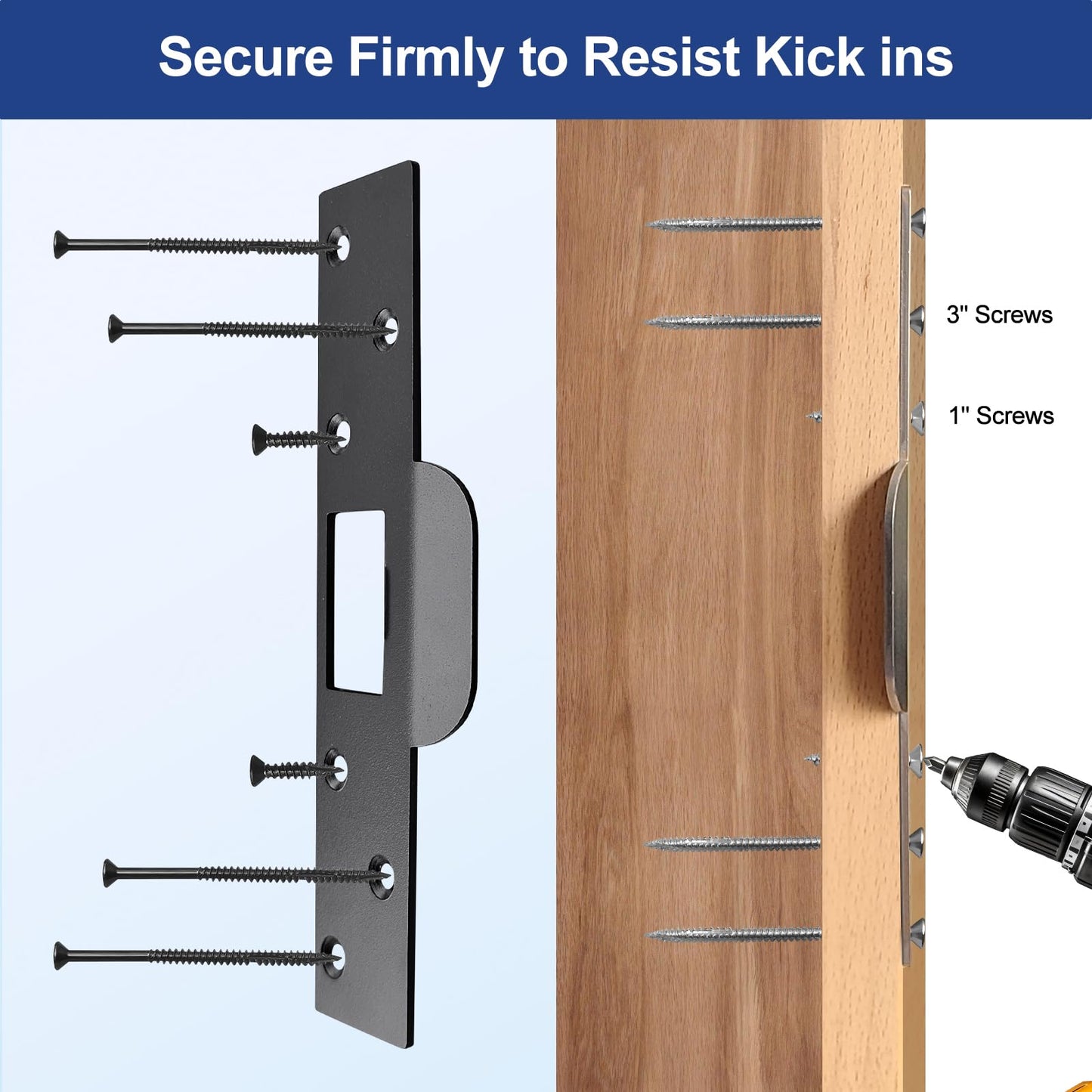 MOSECYOU Extra Long Door Strike Plate 7", Heavy Duty Version, Oversized Striker to Repair Damaged Worn Frame/Slot/Jamb, Large Hole to Fix Latch Sticking, Security Reinforcement Plate