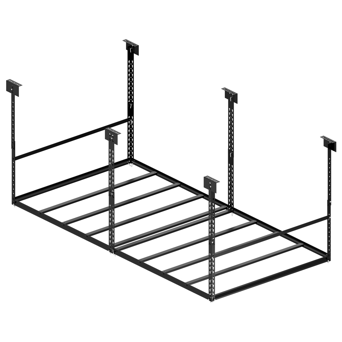 STORKING 4x8 Ft Overhead Garage Storage Rack, 28-41 inch Height Adjustable Ceiling Mounted Organization Rack, 750 lbs Weight Capacity, 48"x96" Metal Rack for Garage Storage with Hanging Rods
