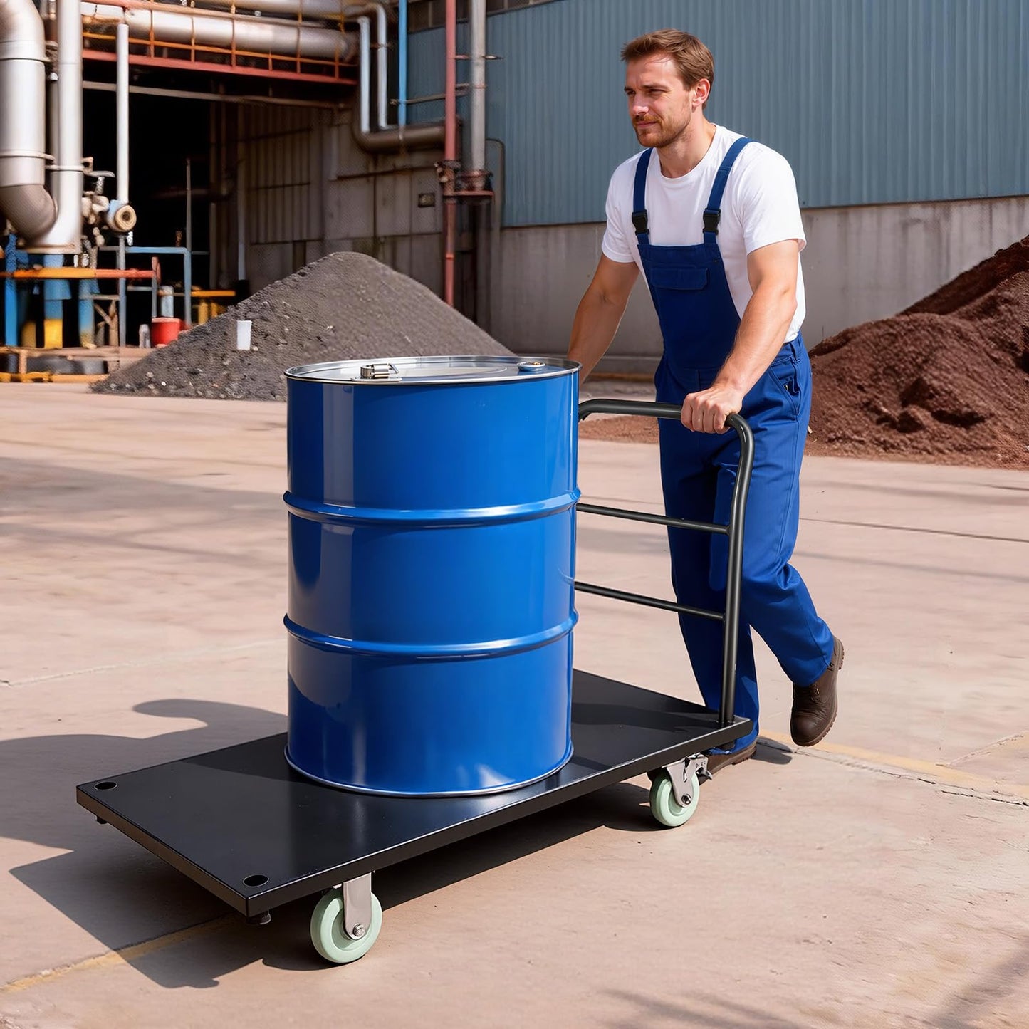 VEVOR Heavy Duty Platform Truck, 2000 LBS Industrial Steel Flatbed Cart with 360° Swivel Wheels, Platform Push Cart Dolly, Easy Storage for Warehouse/Garage/Moving/Garden (48" x 24" x 32")