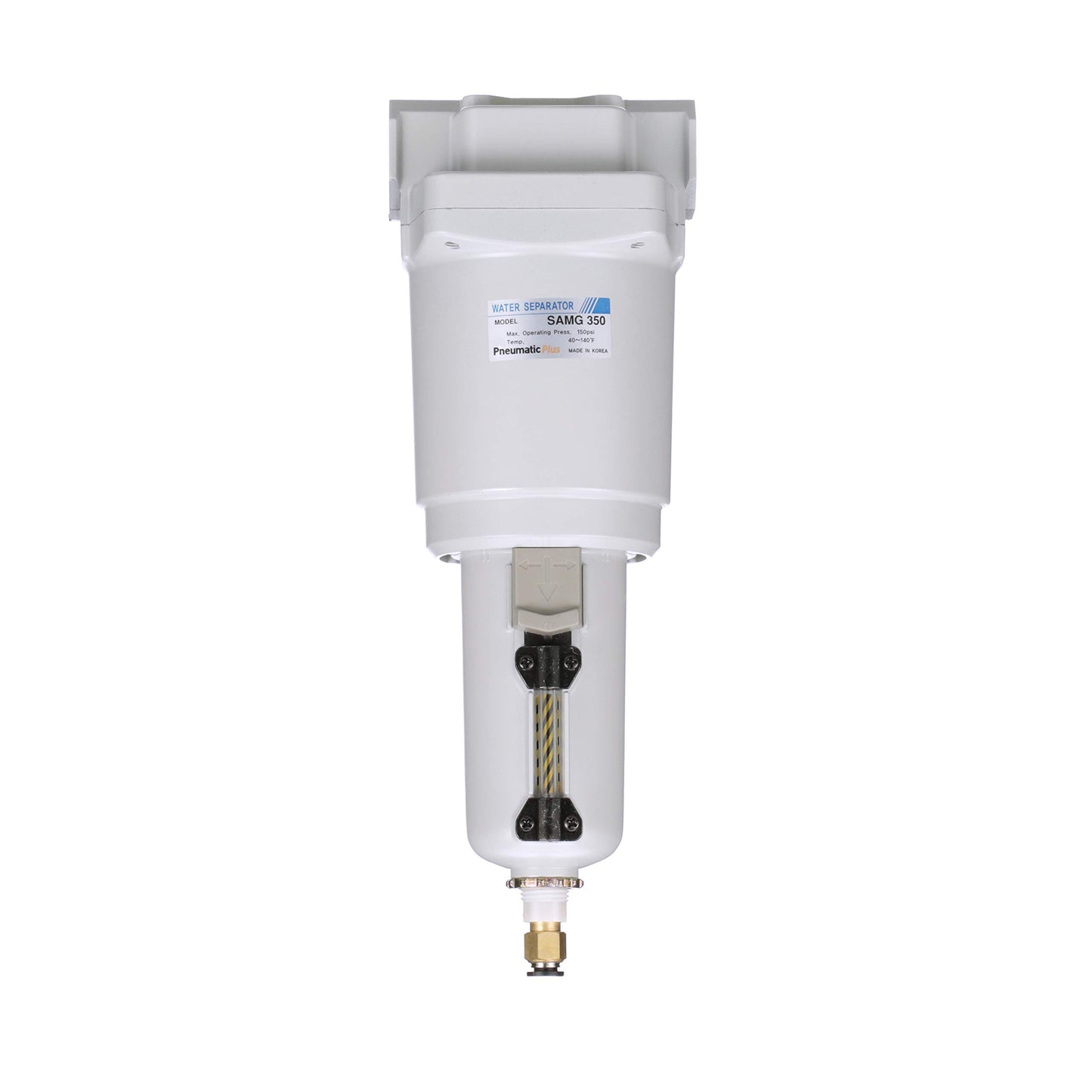PneumaticPlus SAMG350-N04BD-MEP Air Drying Unit 1/2" NPT Water Separator, Metal Bowl Pipetype Sight Glass with N.C. internal Auto Drain, 52 SCFM, Bracket