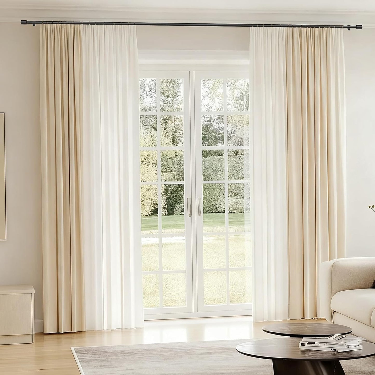 Regine Switzerland Adjustable Black Curtain Rods - 30-60 Inch for 30-54 Inch Windows | 2 Pack