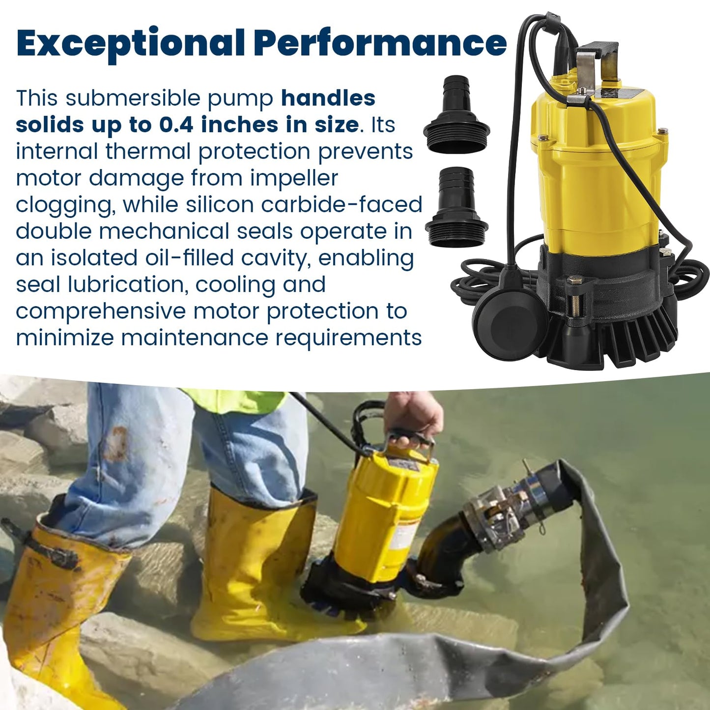 PSTF2 400 5000620435 Submersible Pump with Float Switch 1/2 HP 110V 2'' Dewatering Pump Effluent Pump Replacement for Wacker Neuson for Pool Basement Outdoor Pond Draining