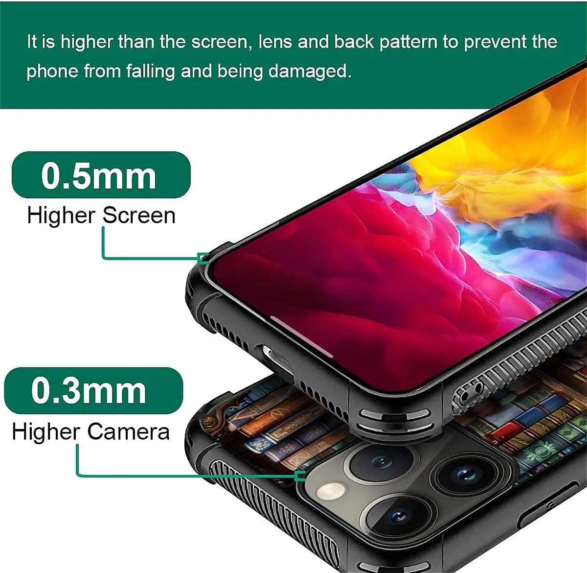 CARLOCA 16 Compatible with iPhone Pro Case, Design for Girl Shockproof Anti-Scratch Hard PC Back Case Fashion Pattern