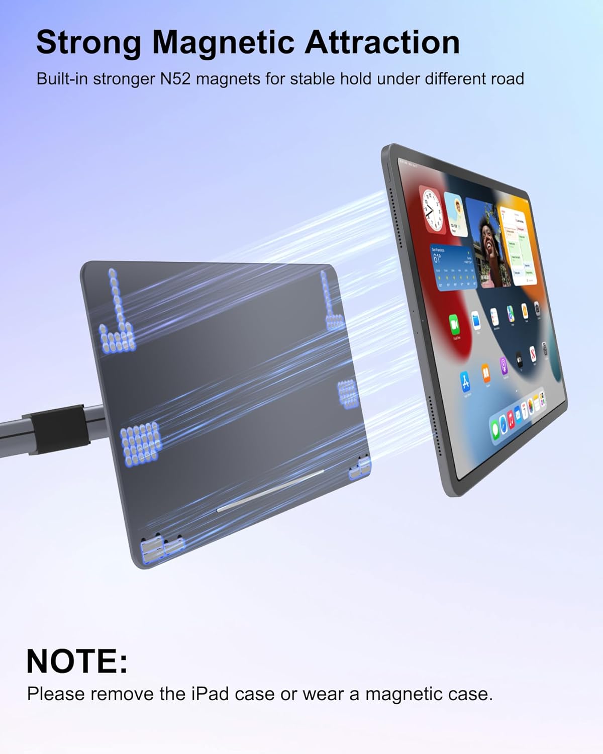 QJYKIONE 12.9 13 M2/M3, 12.9 (3rd/4th/5th/6th Magnetic Car Headrest Tablet Holder for iPad Pro & iPad Air Road Trip