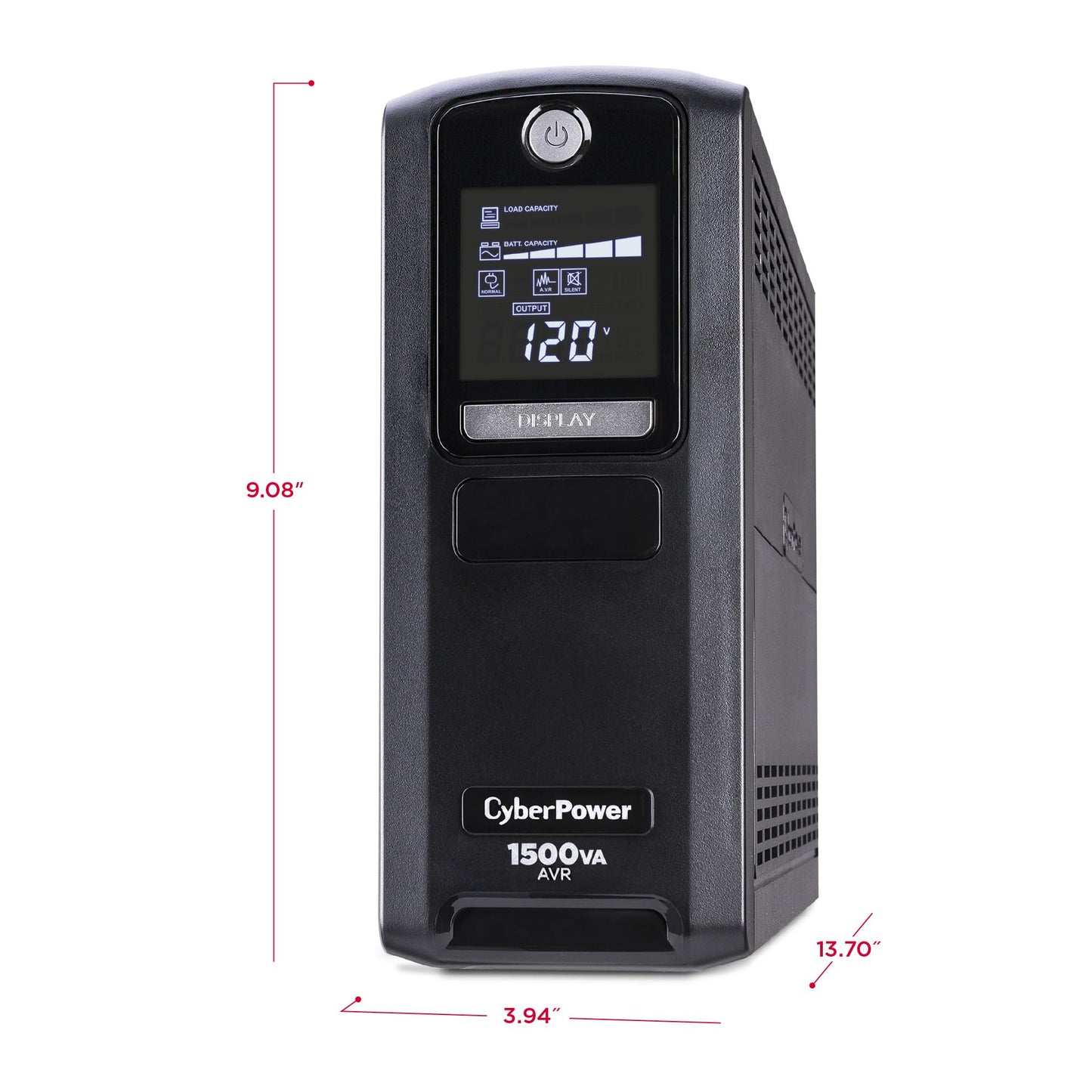 CyberPower CP1500GAVR Line‑Interactive UPS Battery Backup, 1500VA/900W, AVR, 10 Outlets, LCD Display, Mini-Tower, UL Certified