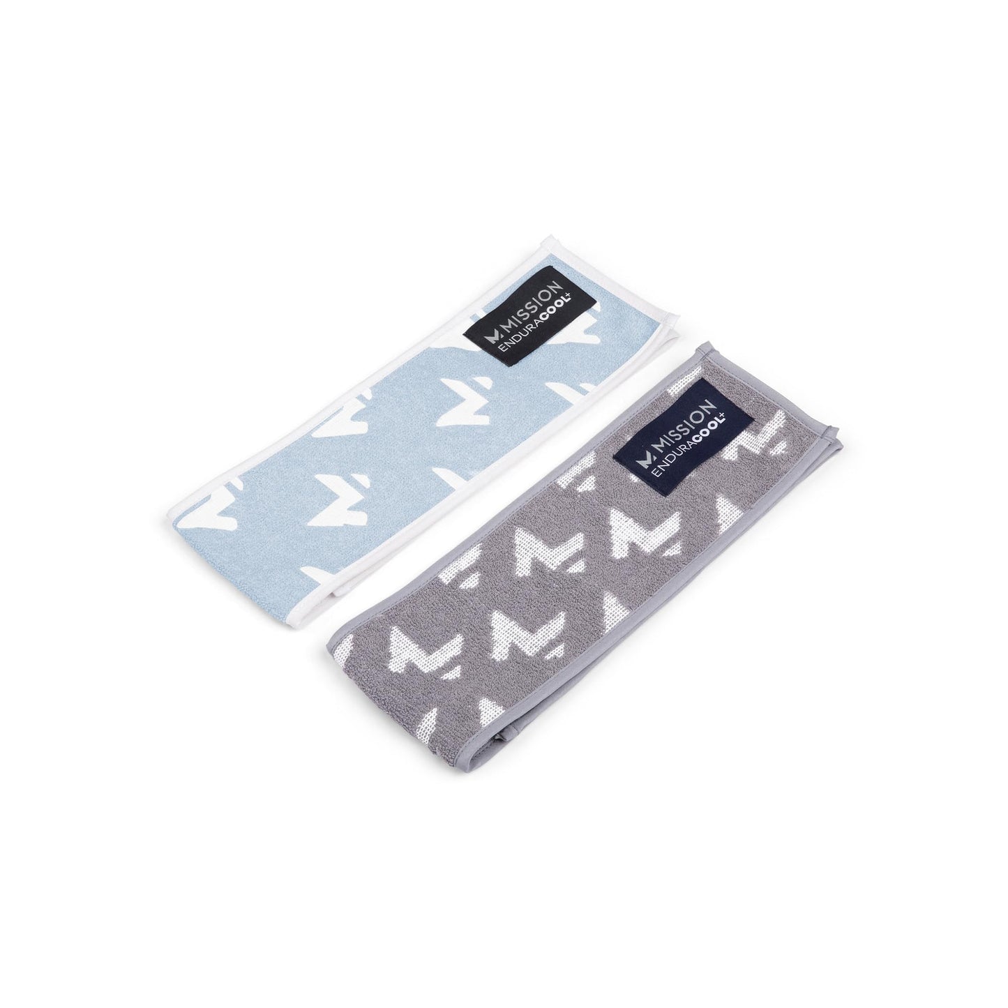 MISSION Enduracool+ Mini Performance Towel, 2 Pack, Instant Cooling Up to 8 Hours UPF 50, Fast Drying, for Outdoors, Running, Sports, Hiking, Camping, Gym (Ash Gray & Soft Blue)