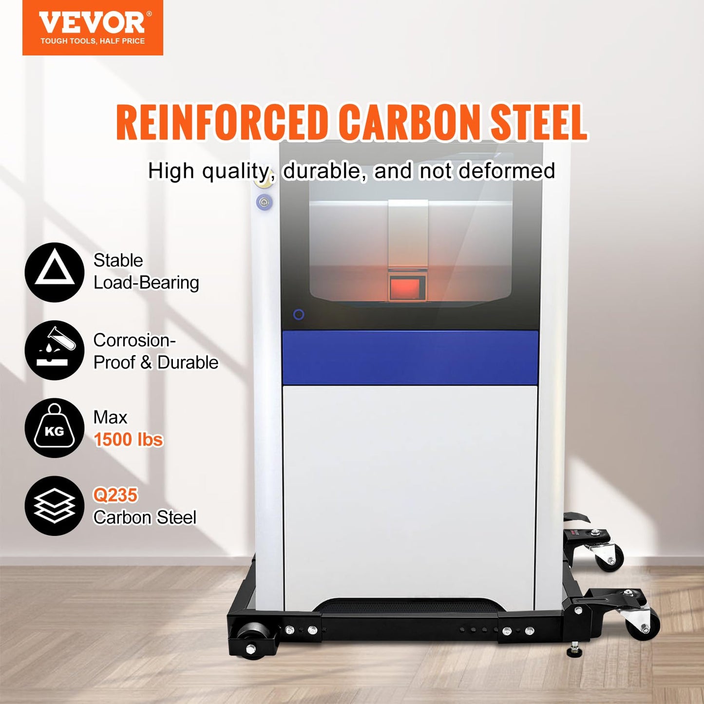 VEVOR Mobile Base, 1500 lbs Capacity, Adjustable from 18" x 24" to 26.5" x 31.5", Heavy Duty Universal Mobile Base Stand with Swivel Wheels, for Woodworking Equipment, Bandsaw, Power Tools, Machines