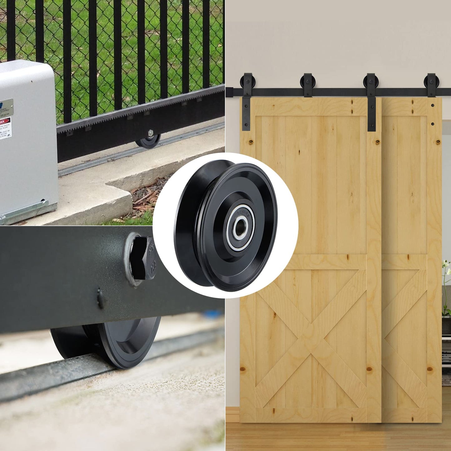 Skelang V Groove Wheel 4 Inches, Slide Gate Wheel with Double Bearings, Rolling Gate Caster for Inverted V Track, 2200 Lbs Load Capacity