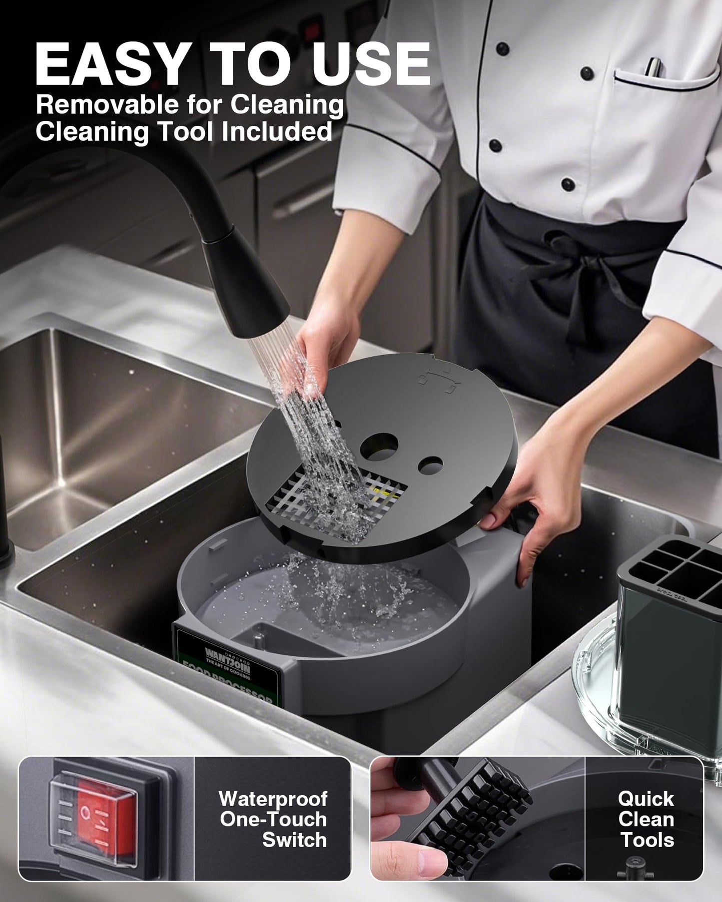 WantJoin 5 in 1 Electric Vegetable Chopper - Multifunctional Commercial Vegetable Dicer Food Fruit Processor Stainless Steel Blades for Slicing(2.5mm), Dicing(8/12mm), Chopping(2.5mm),Shredding