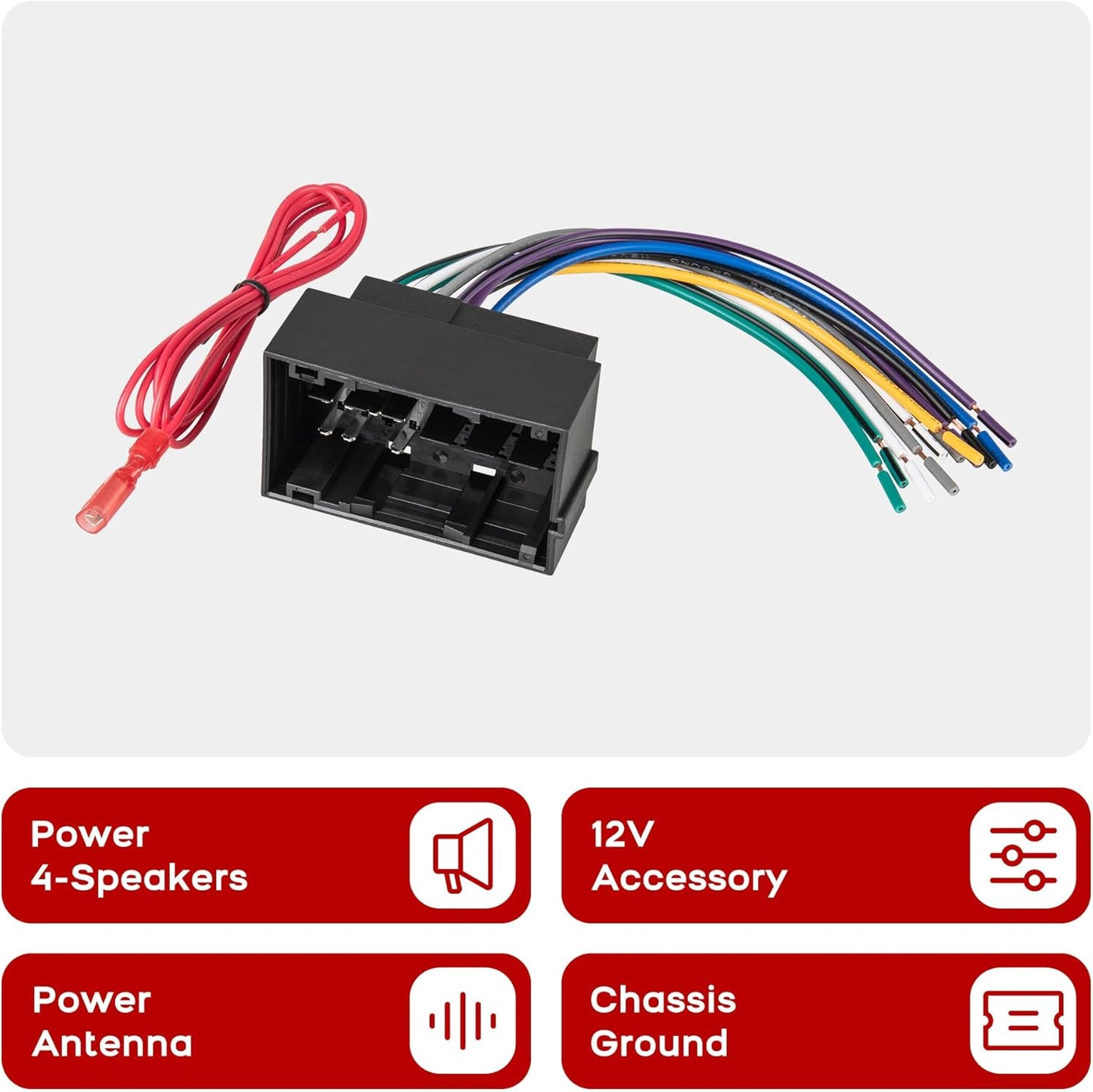 2013-Up RED WOLF Car Radio Wiring Harness Fit for Jeep Dodge Ram Chrysler Vehicles Install Aftermarket Stereo NAV