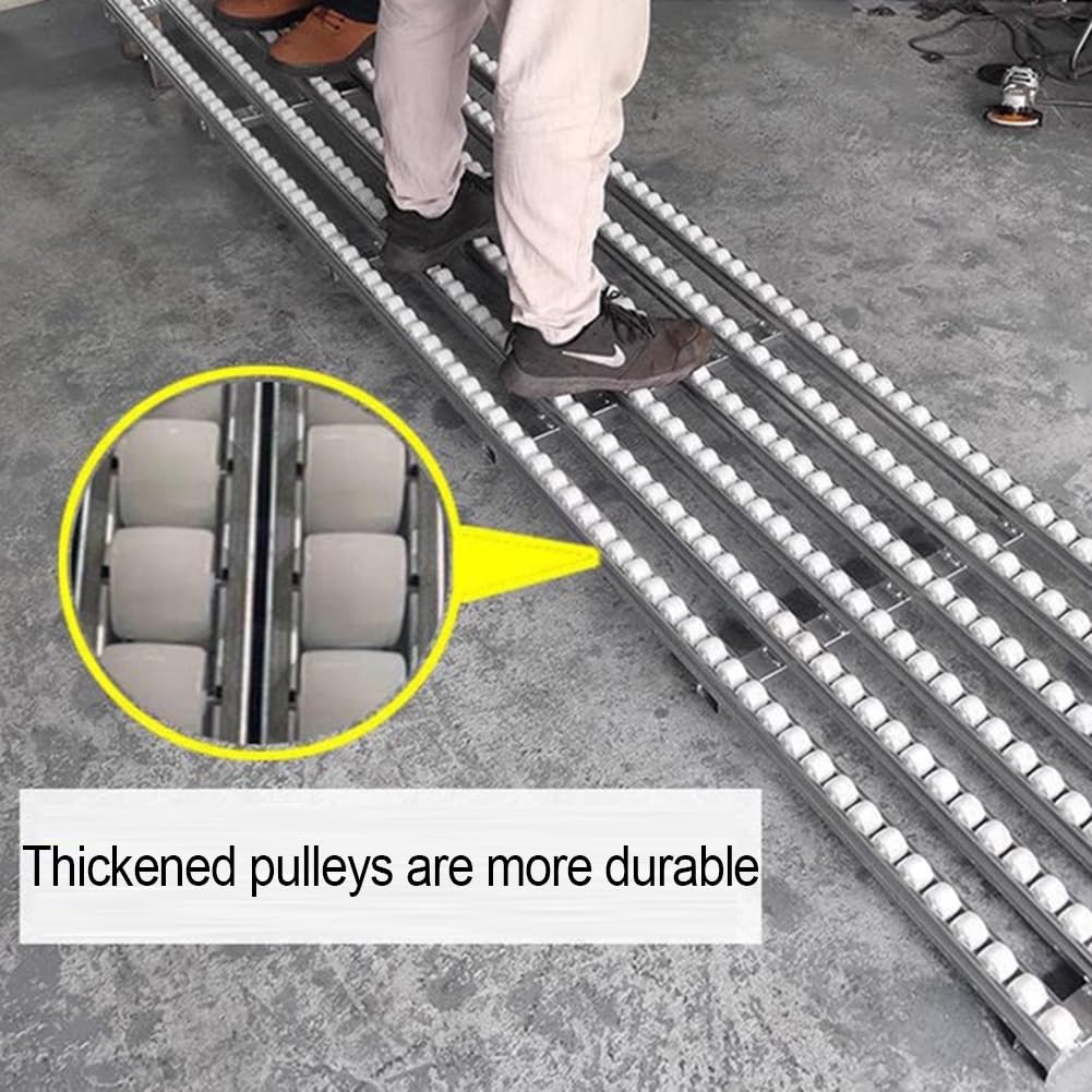 Light-Duty Roller Stand Conveyor - Portable ABS Plastic Slides, Splicable Design for Easy Transport & Unloading, 50cm Width x 150cm Length, Ideal for Box Line Handling