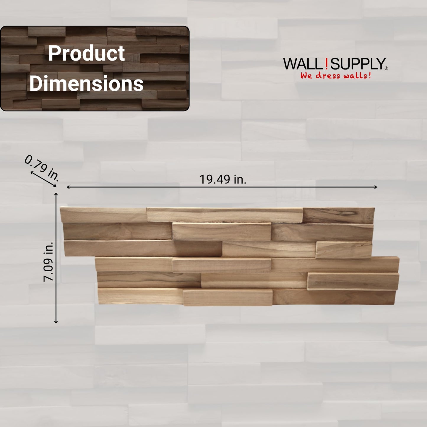 Wall!Supply 3D Wall Panels – Reclaimed Modern Asian Teak Wood – Home Decor Wallpaper Alternative for Living Room, Bedroom & Office – Easy DIY Installation – 10 Pack, Covers 9.6 Sq Ft